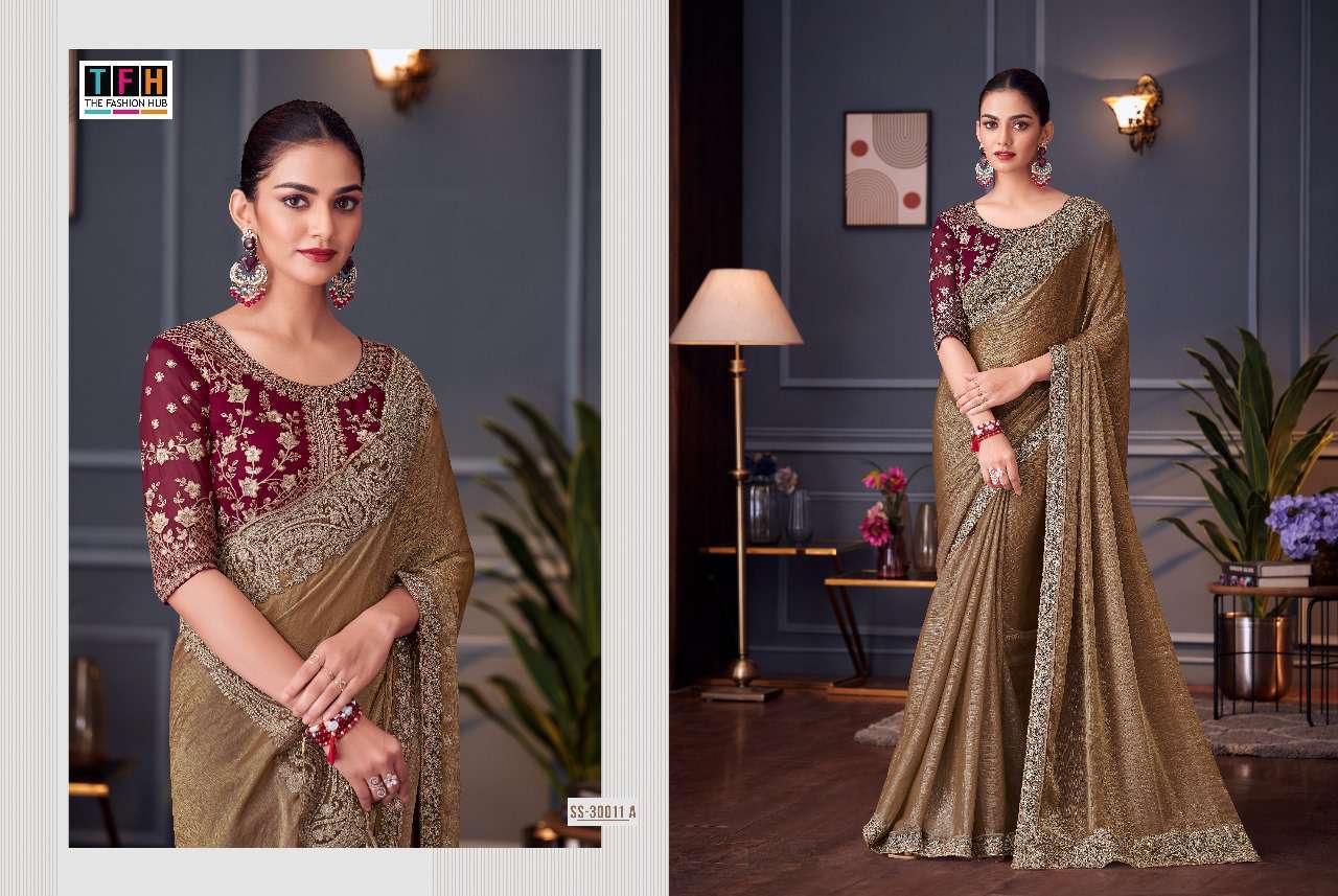 30011 by tfh colors latest designer silk saree wholesale price surat