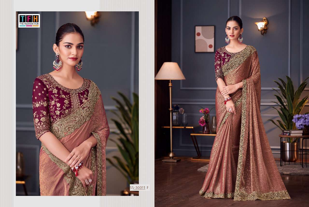 30011 by tfh colors latest designer silk saree wholesale price surat