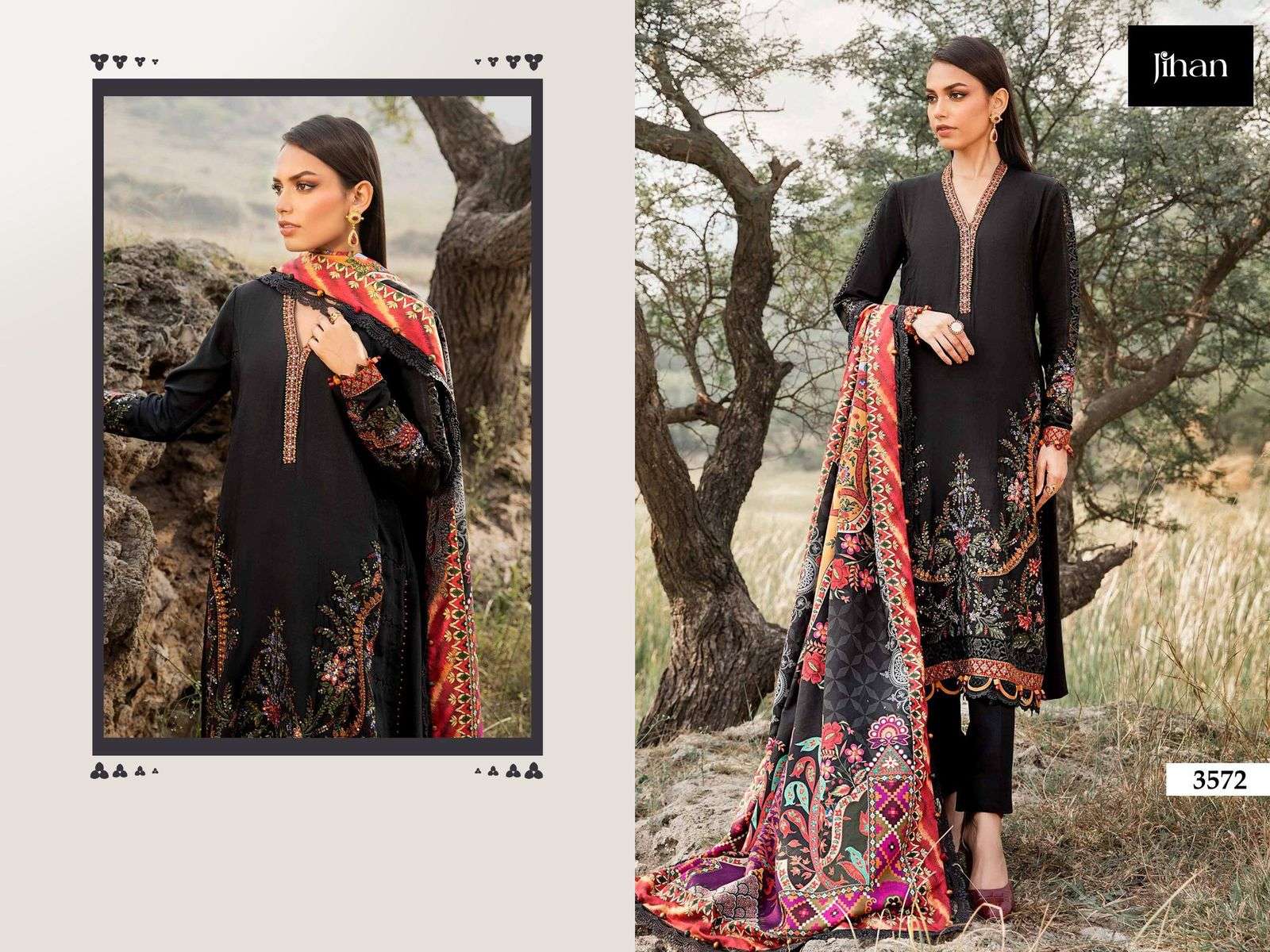 3572 by jihan colors kashmiri self embroidered rayon cotton salwar kameez wholesale price surat