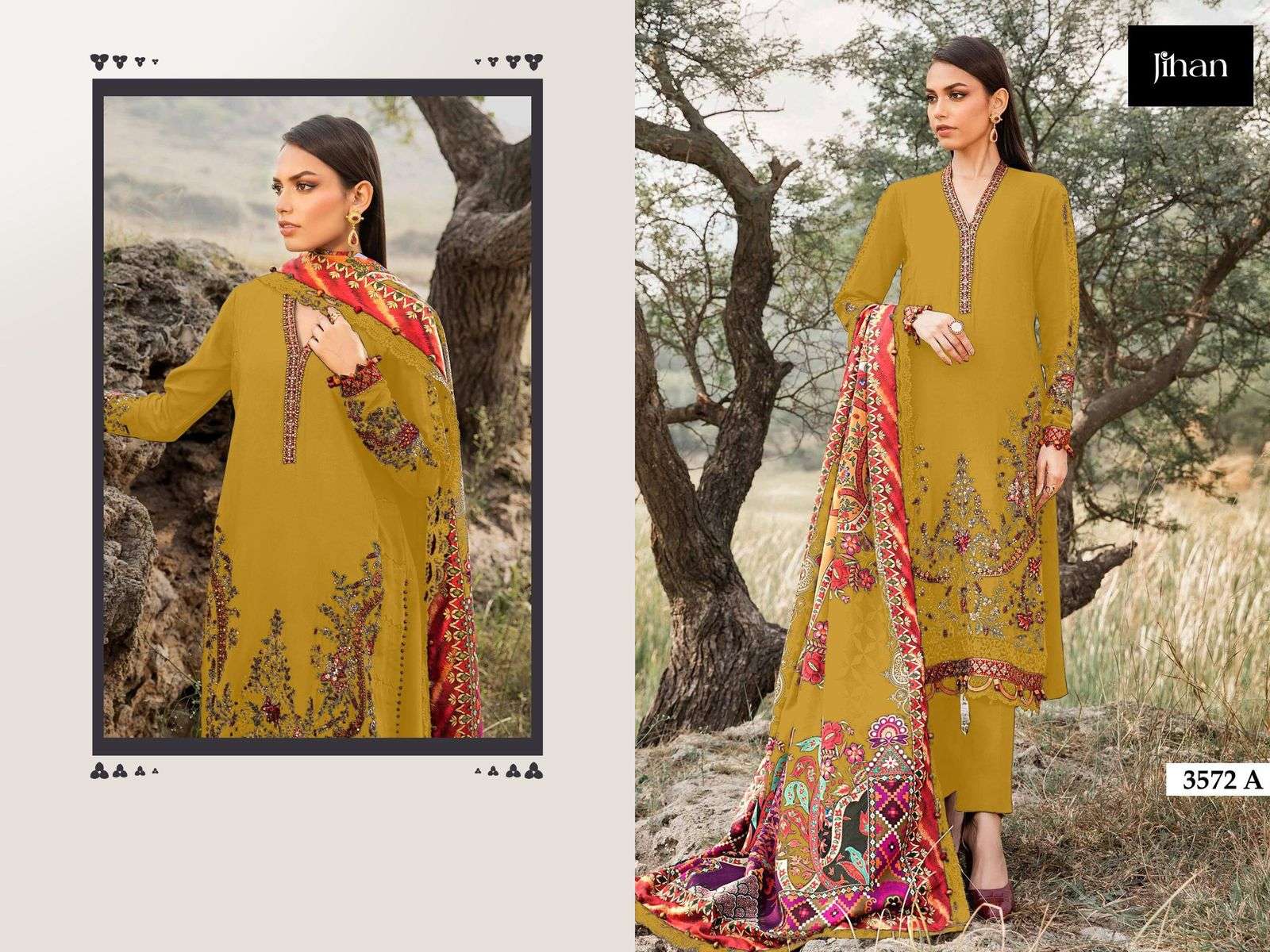 3572 by jihan colors rayon cotton self embroidered salwar kameez wholesale price surat