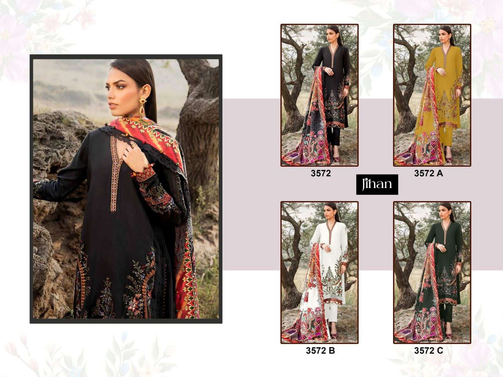 3572 by jihan colors rayon cotton self embroidered salwar kameez wholesale price surat