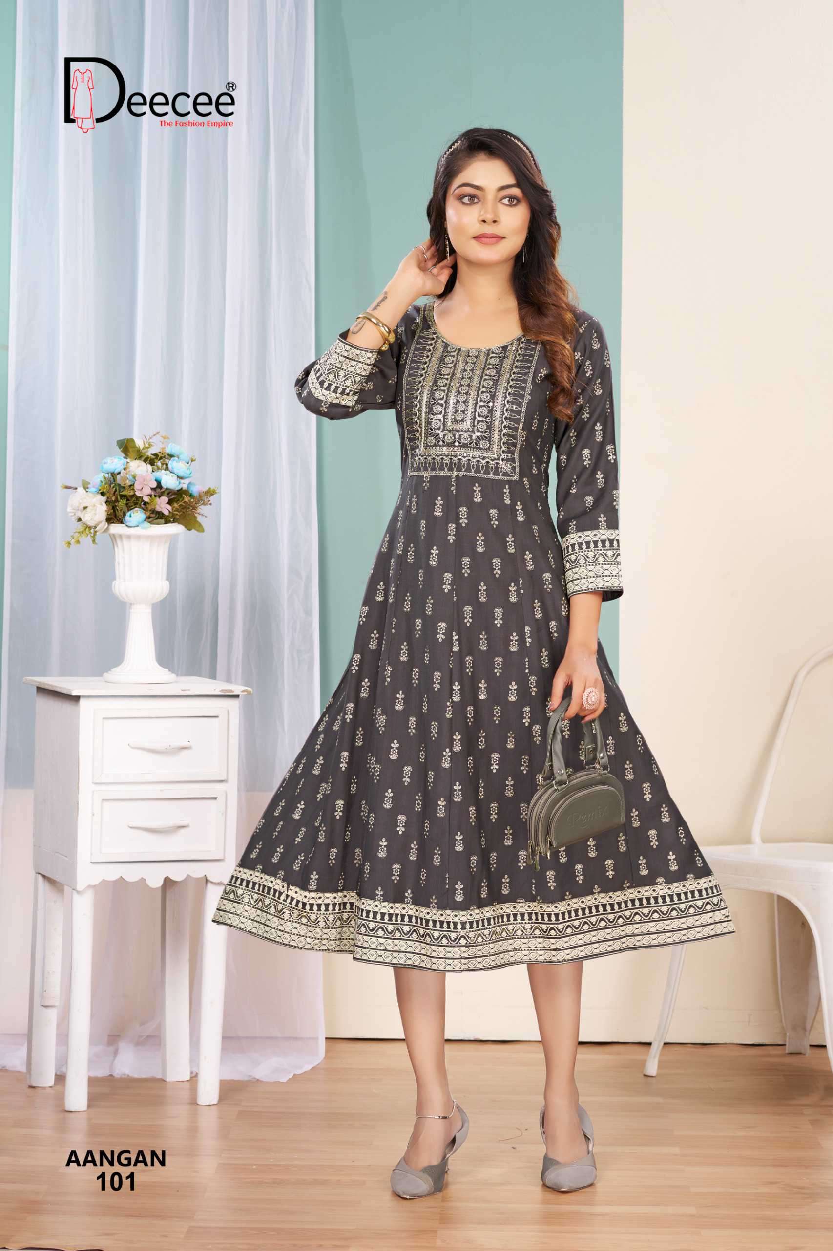 aangan by deecee colors vertican printed designer kurti wholesale price surat