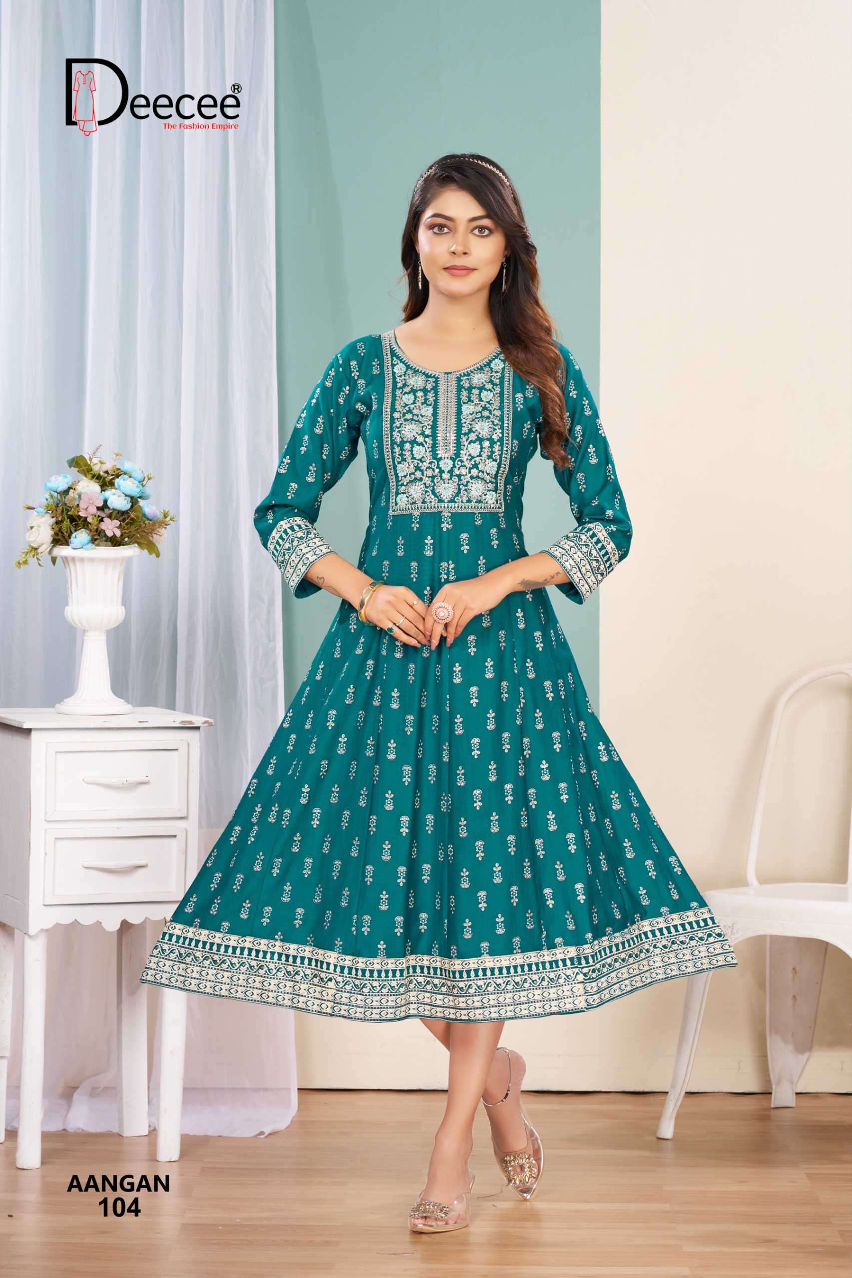 aangan by deecee colors vertican printed designer kurti wholesale price surat