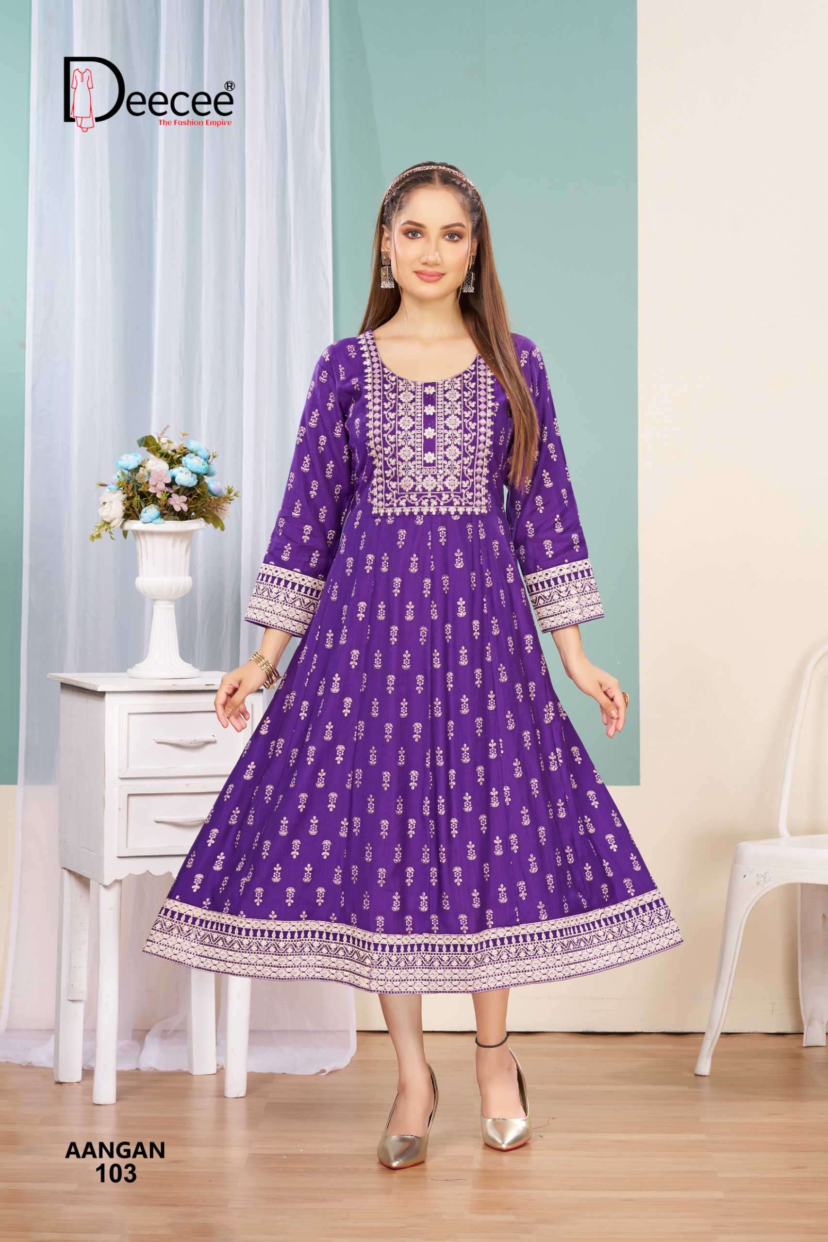 aangan by deecee colors vertican printed designer kurti wholesale price surat