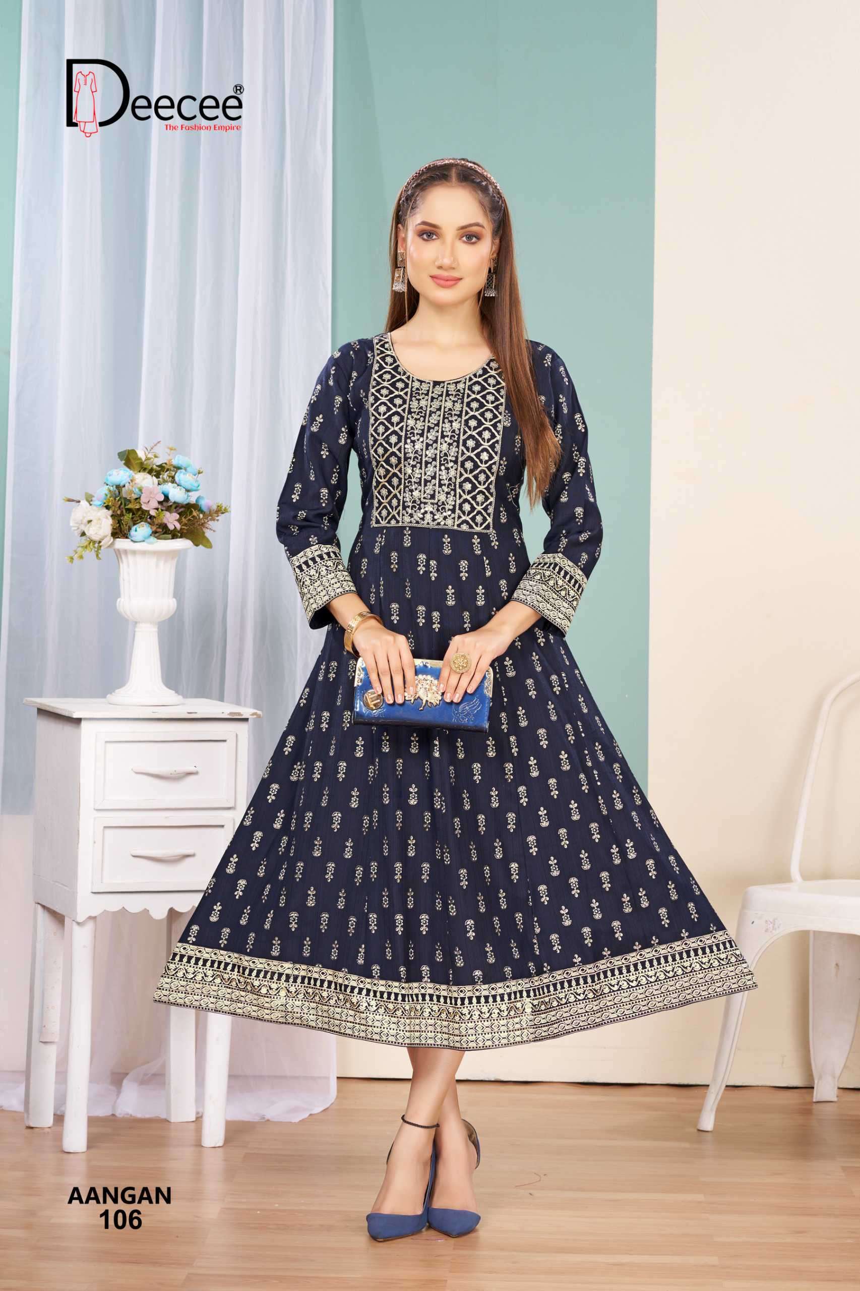 aangan by deecee colors vertican printed designer kurti wholesale price surat