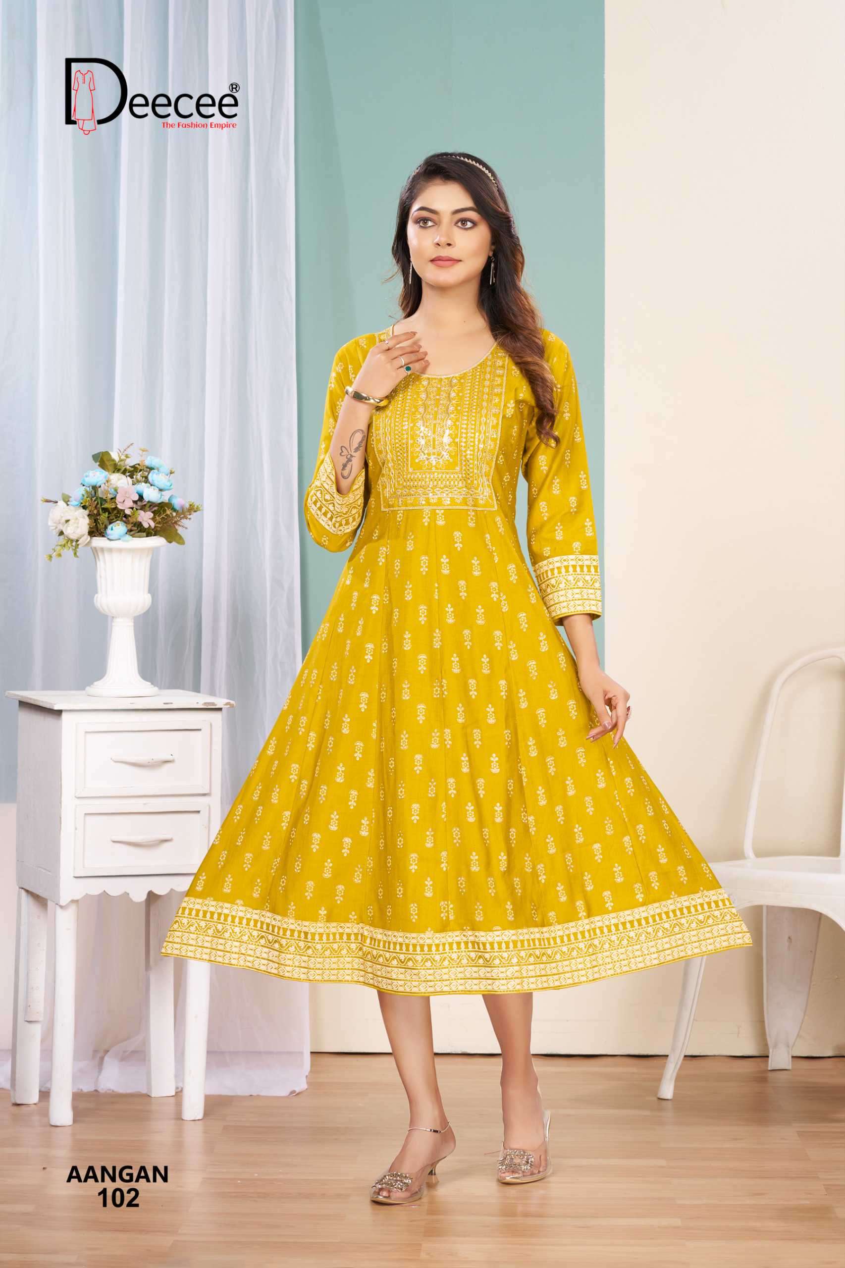 aangan by deecee colors vertican printed designer kurti wholesale price surat