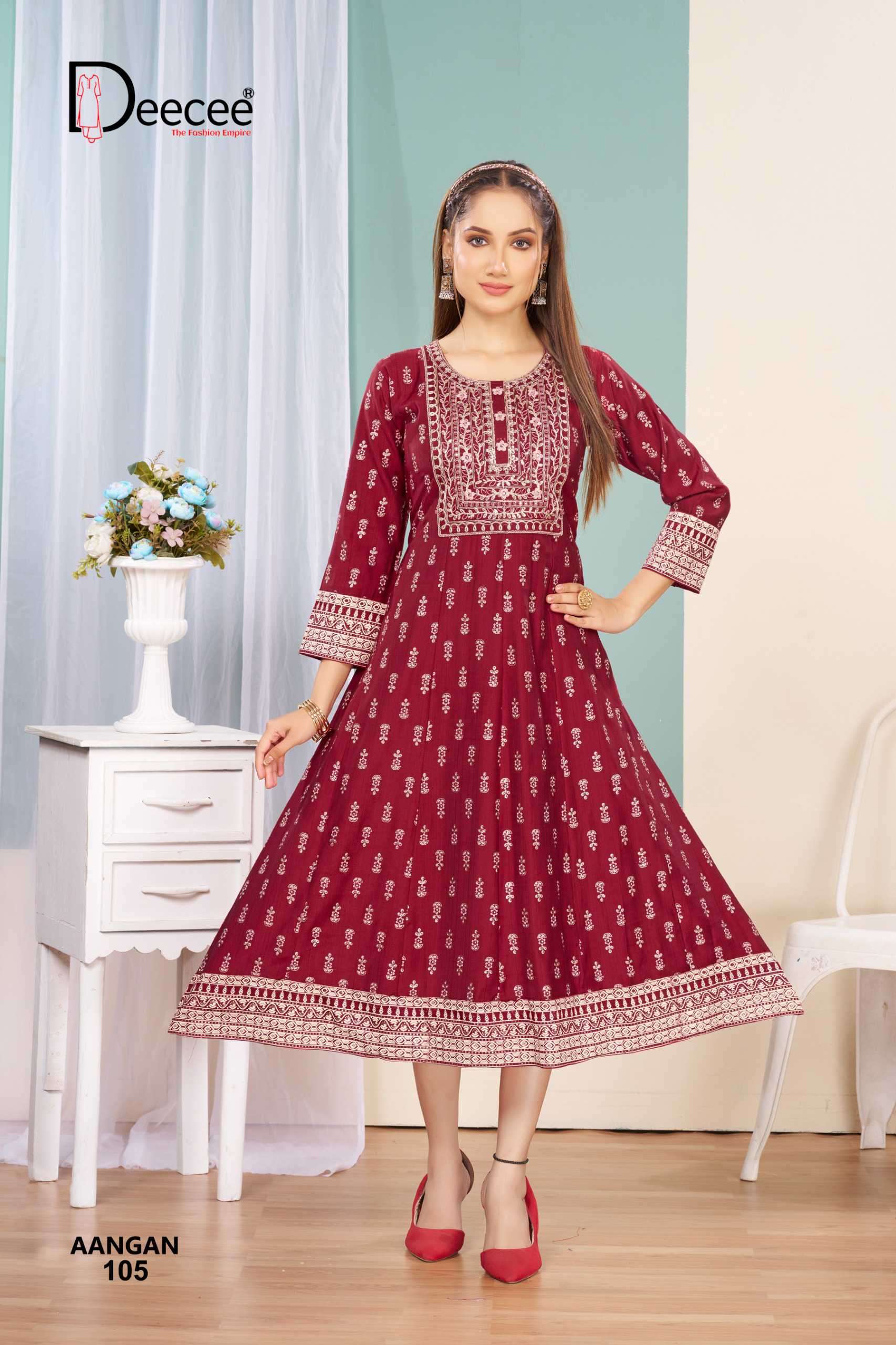 aangan by deecee colors vertican printed designer kurti wholesale price surat