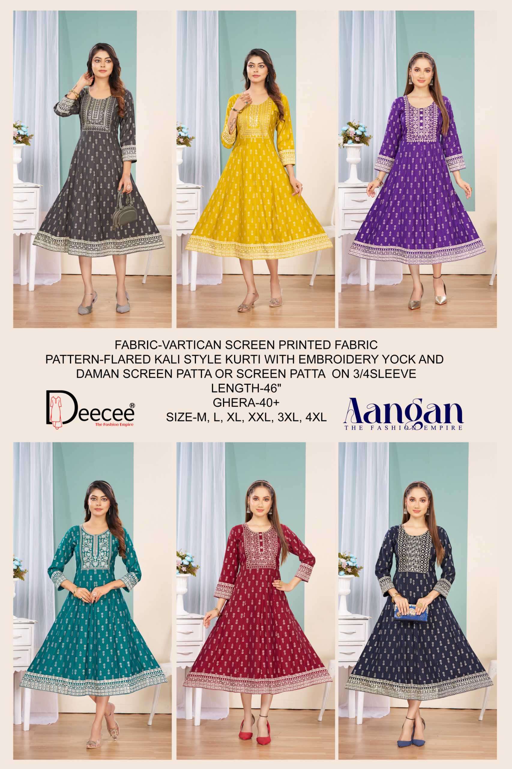 aangan by deecee colors vertican printed designer kurti wholesale price surat