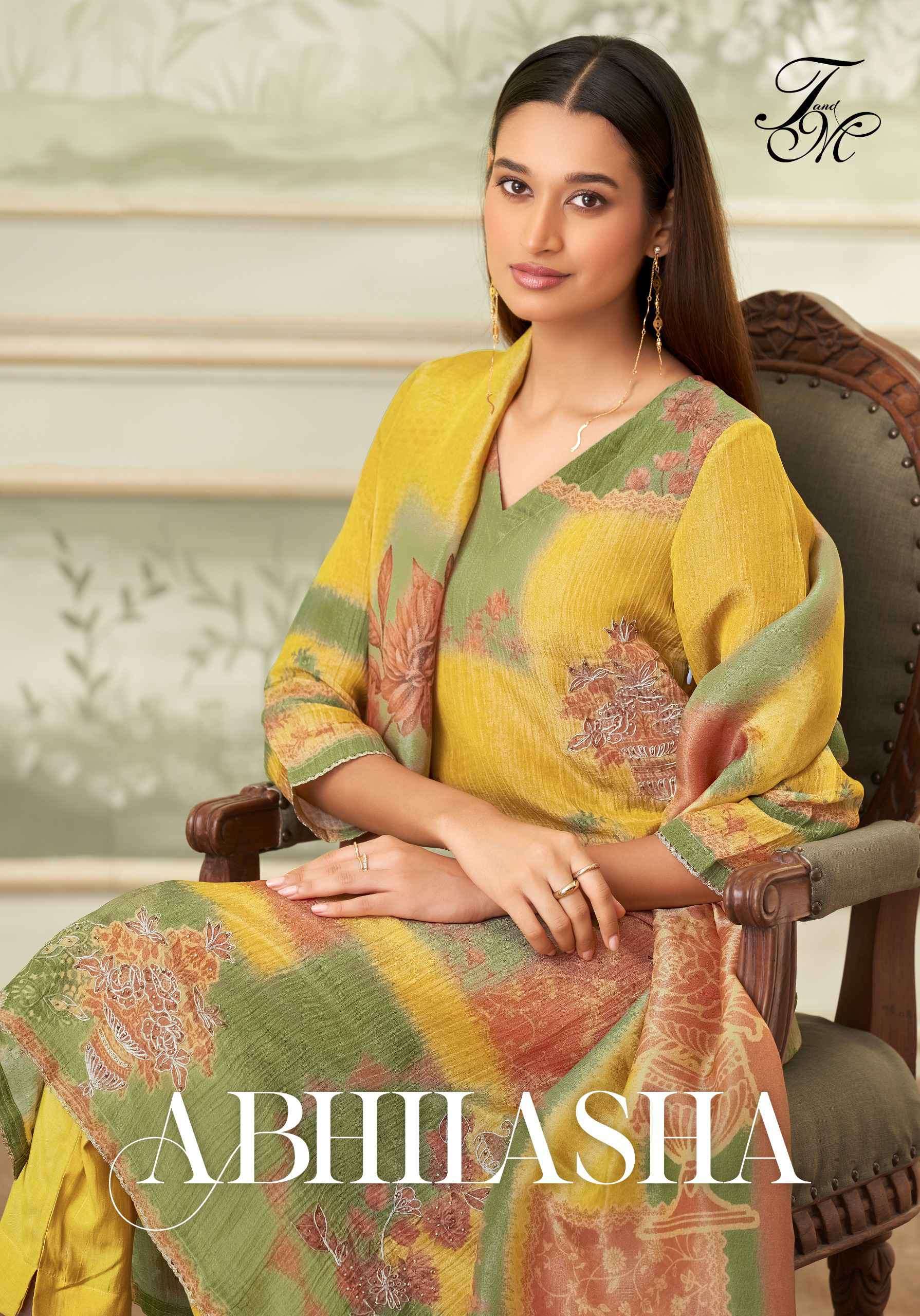 abhilasha by t&m colors tissue crush digital printed salwar kmaeez wholesale price surat