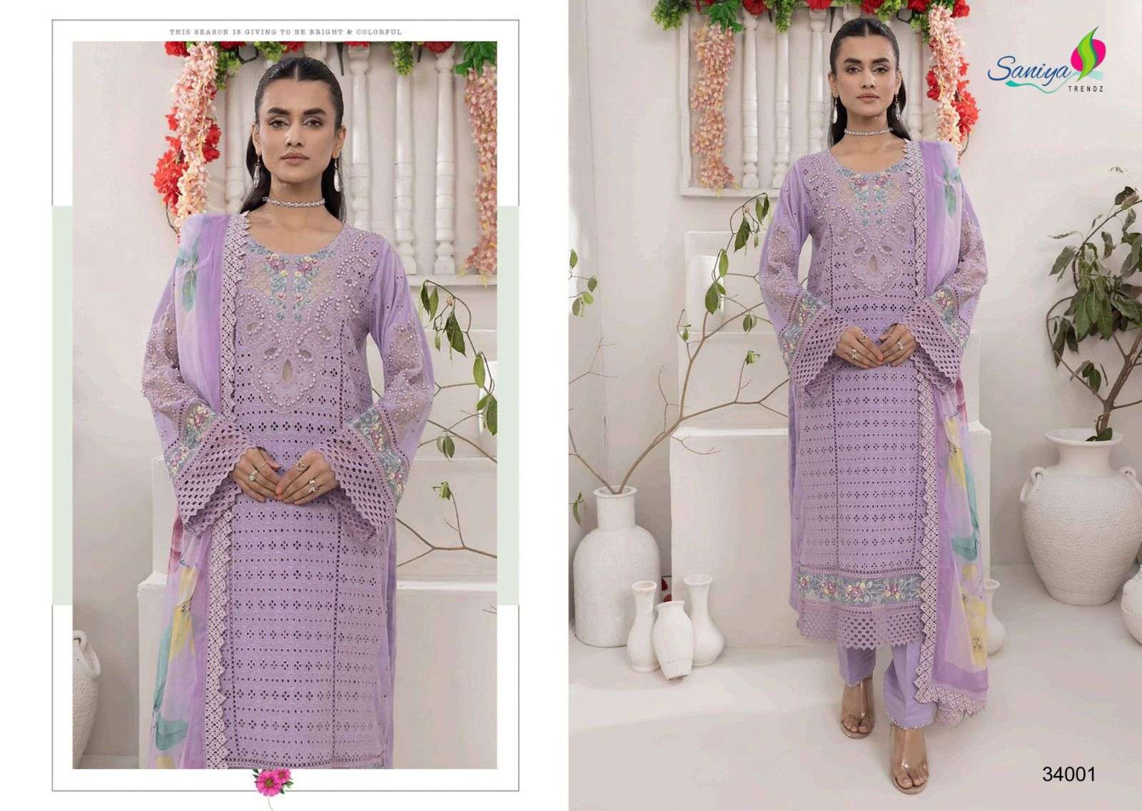 adan libas vol-34 by saniya trendz colors fancy embroiderd cotton salwar kameez wholesale price surat