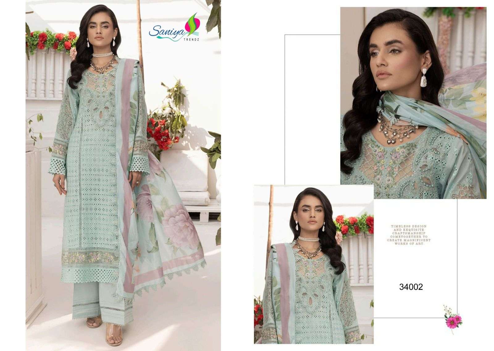 adan libas vol-34 by saniya trendz colors fancy embroiderd cotton salwar kameez wholesale price surat