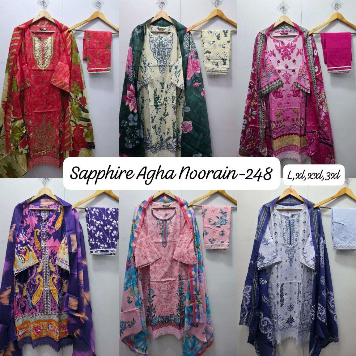 agha noorain-248 by sapphire colors lawn desogner readymade salwar kameez wholesale price surat