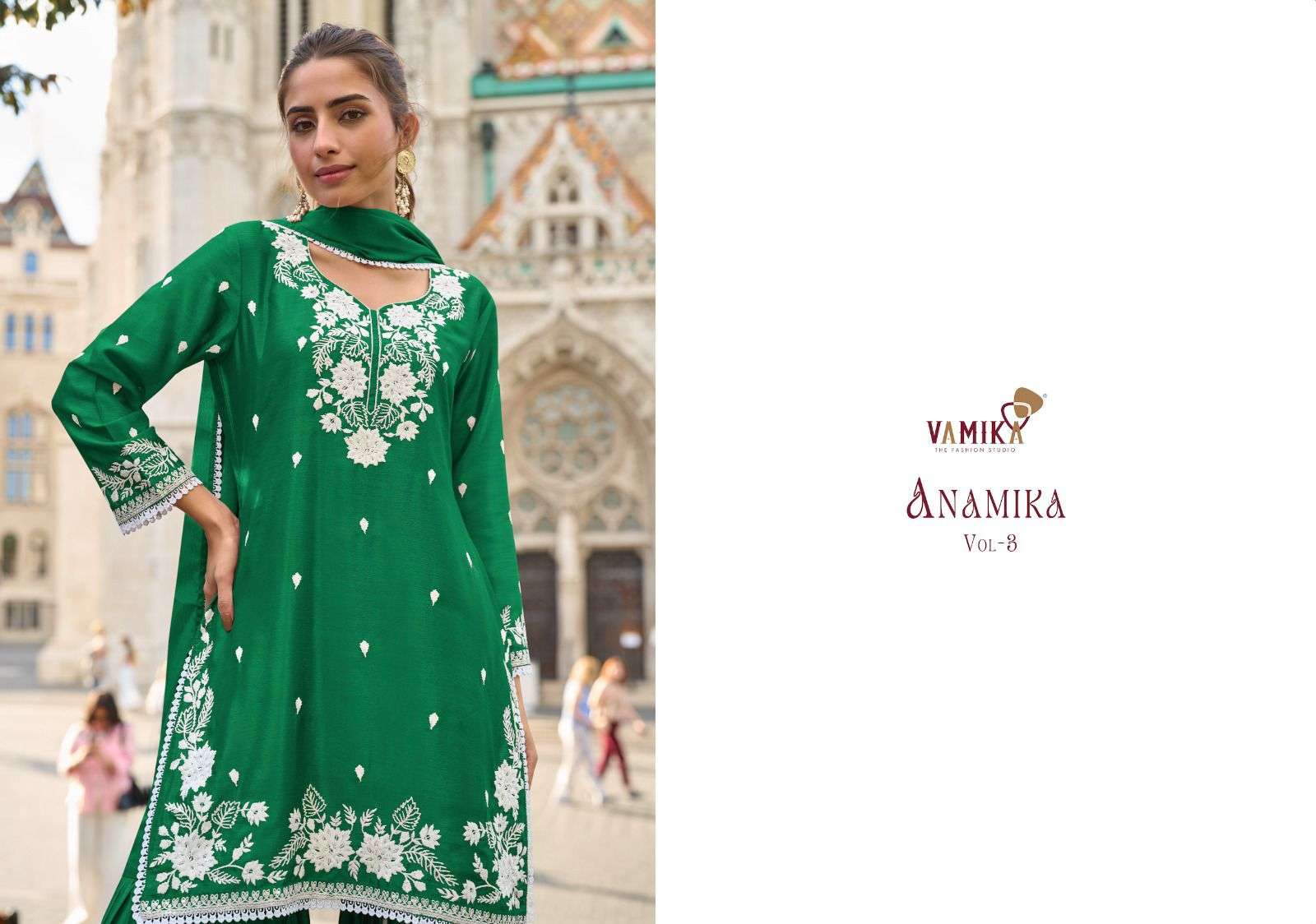 anamika vol-3 by vamika 44041 colors chinon designer readymade sarara suit wholesale price surat