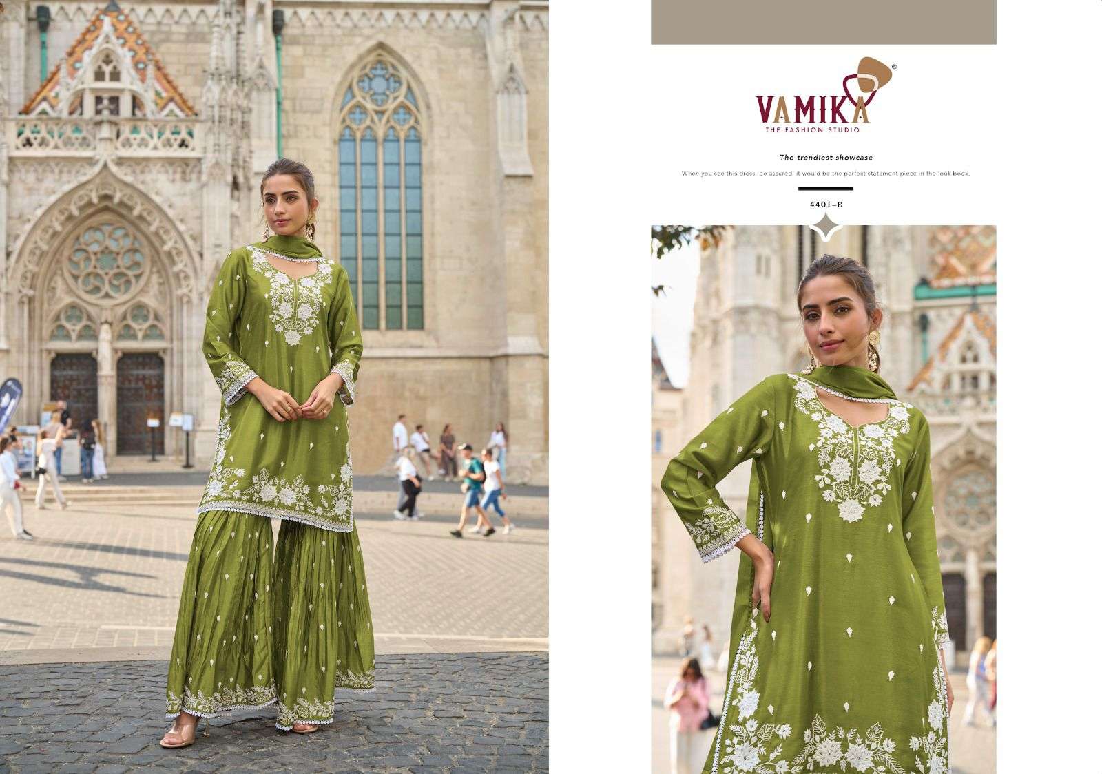 anamika vol-3 by vamika 44041 colors chinon designer readymade sarara suit wholesale price surat
