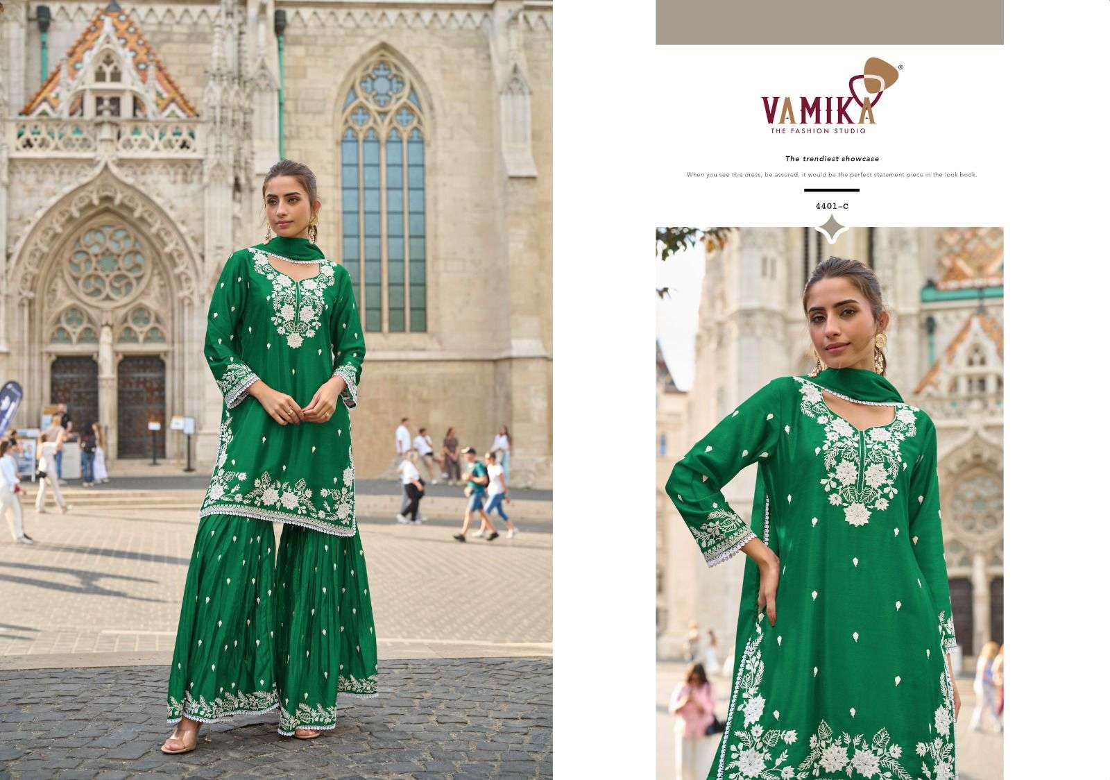 anamika vol-3 by vamika 44041 colors chinon designer readymade sarara suit wholesale price surat