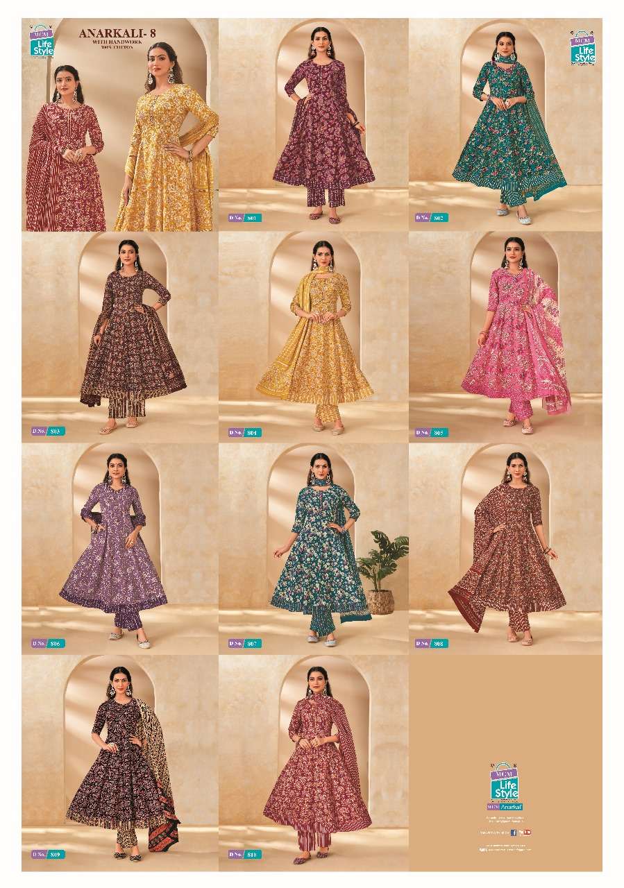 anarjali vol-8 by mcm lifestyle colors anarkali style cotton readymade salwar kameez wholesale price surat