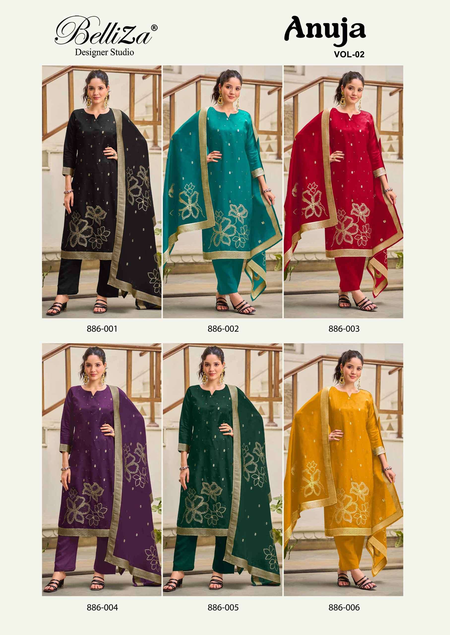 anuja vol-2 by belliza designer colors dola silk jacquard designer salwar kameez wholesale price surat