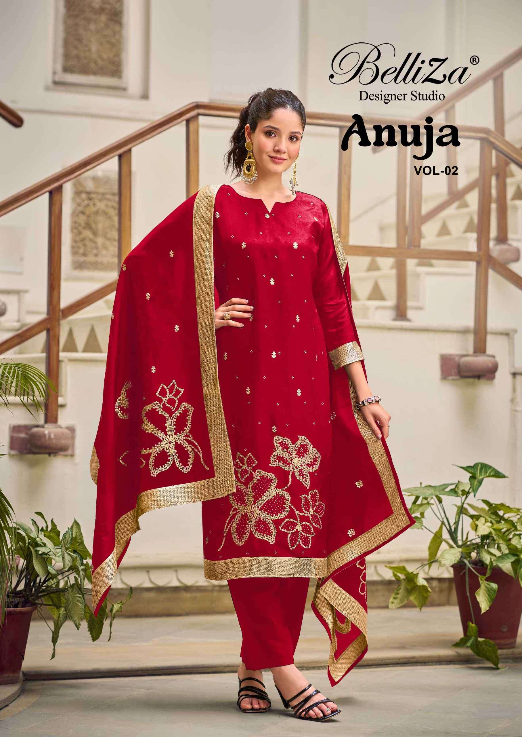 anuja vol-2 by belliza designer colors dola silk jacquard designer salwar kameez wholesale price surat