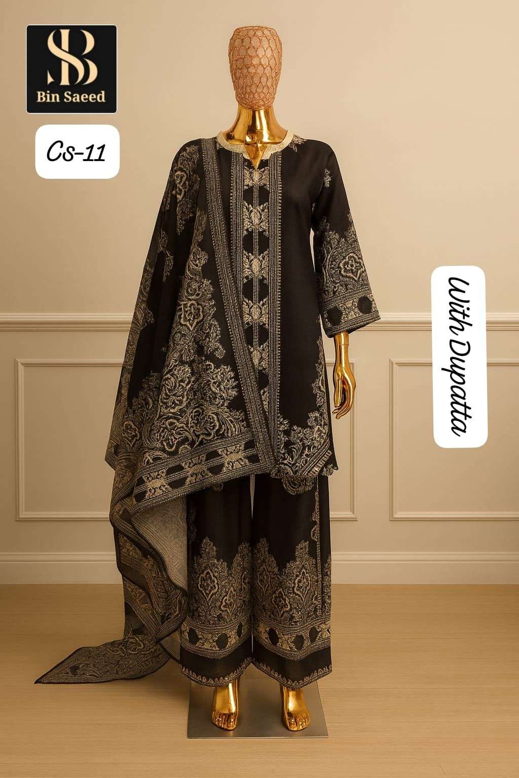 bin saeed vol-11 by sapphire satin digital printed designer cord set wholesale price surat