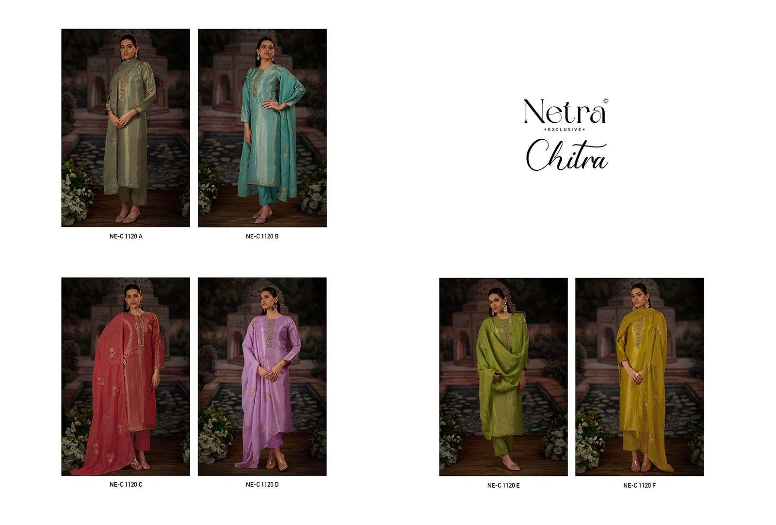 chitra by netra 1120 colors bemberg silk embroidered salwar kameez wholesale price surat