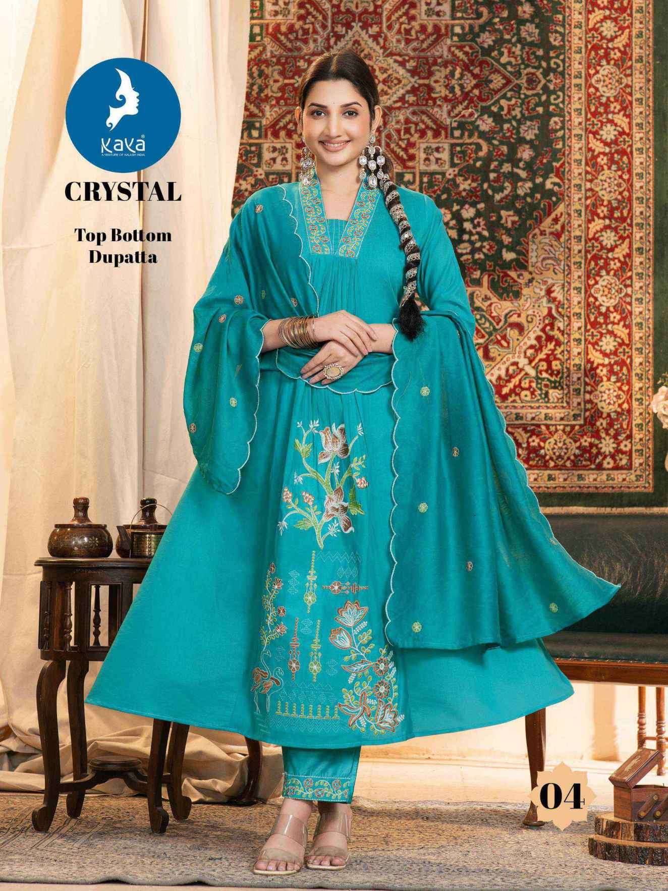 crystal by kaya colors latest designer chanderi anarkali style readymade salwar kameez wholesale price surat