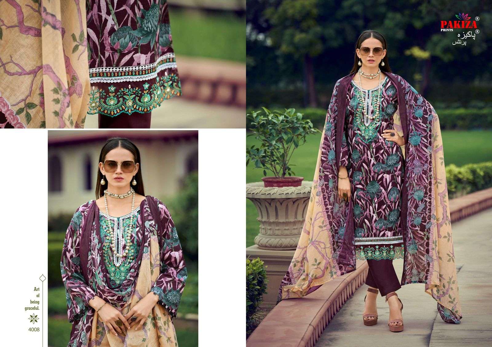 flora vol-4 by pakiza print colors lawn with heavy kashmirir work salwar kameez wholesale price surat