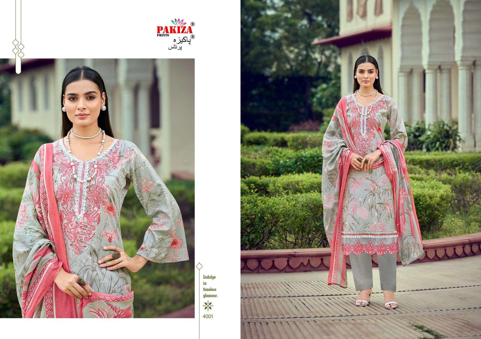 flora vol-4 by pakiza print colors lawn with heavy kashmirir work salwar kameez wholesale price surat