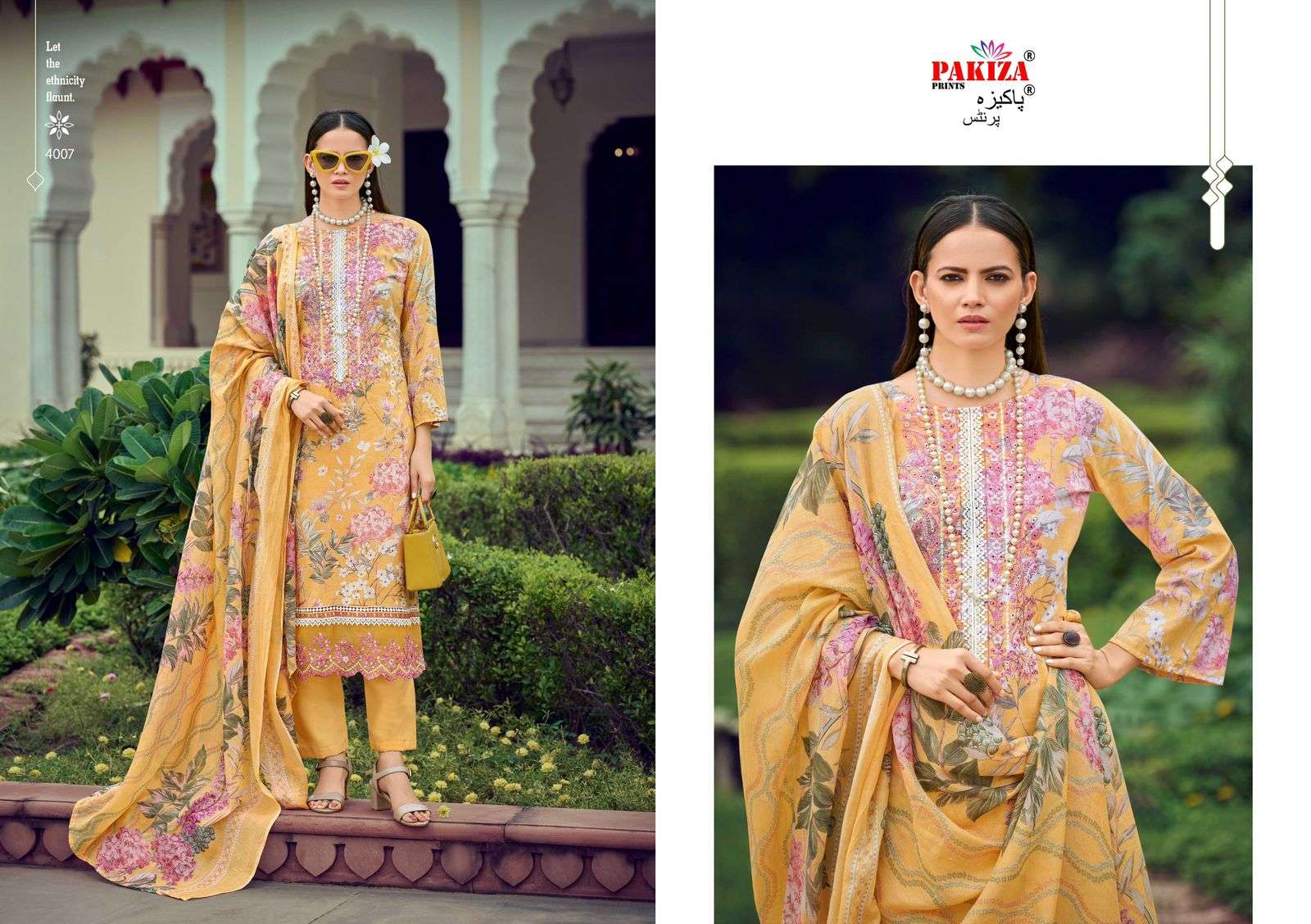 flora vol-4 by pakiza print colors lawn with heavy kashmirir work salwar kameez wholesale price surat