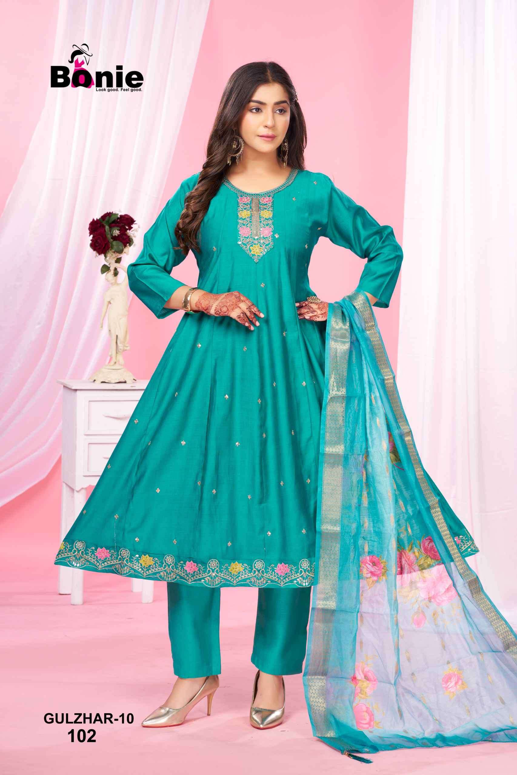 gulzhar vol-10 by bonie colors vatican viscose anrakli style kurti wholesale price surat