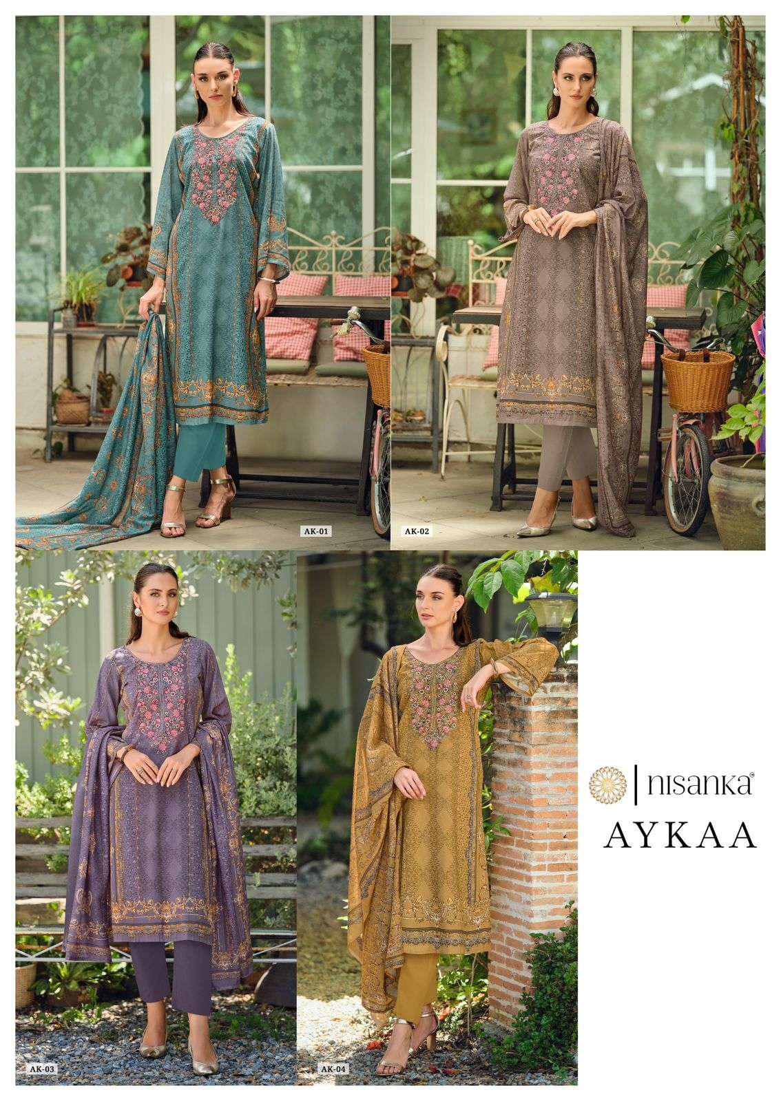 hermitage aykaa jam satin print with embroidered salwar kameez wholesale price surat