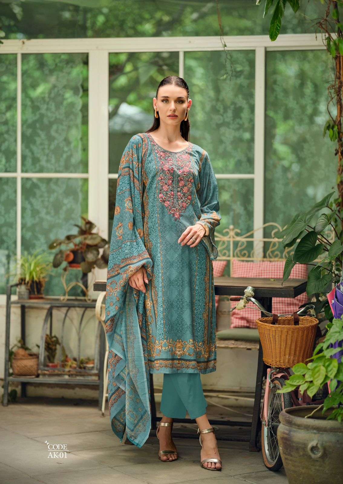 hermitage aykaa jam satin print with embroidered salwar kameez wholesale price surat