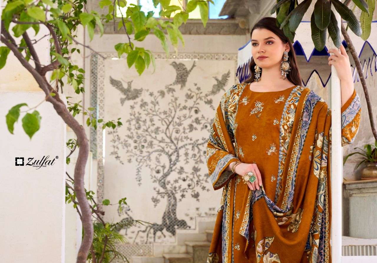 humaira by zulfat designer suit colors heavy embroidered pashmina salwar kameez wholeslae price surat