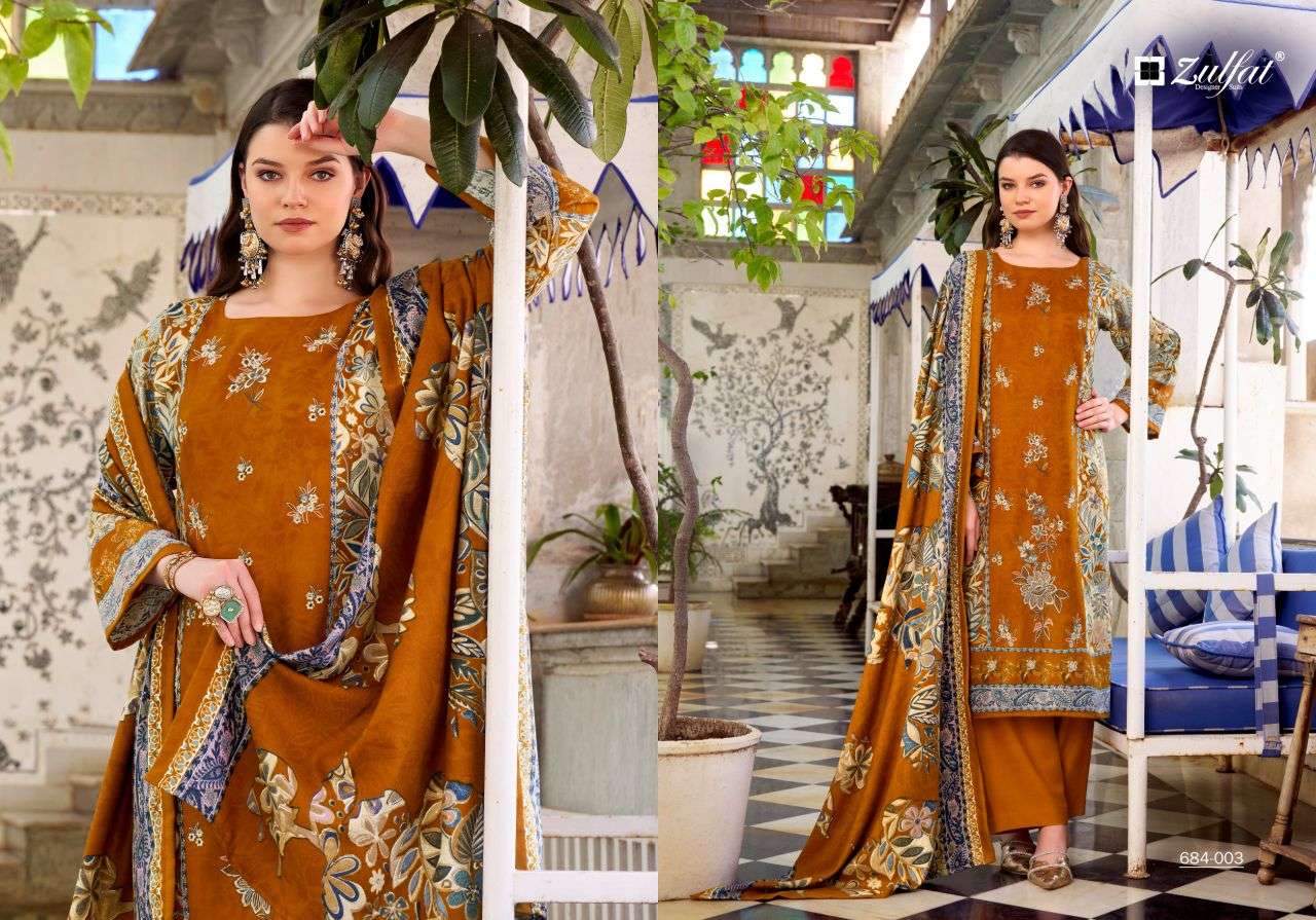 humaira by zulfat designer suit colors heavy embroidered pashmina salwar kameez wholeslae price surat