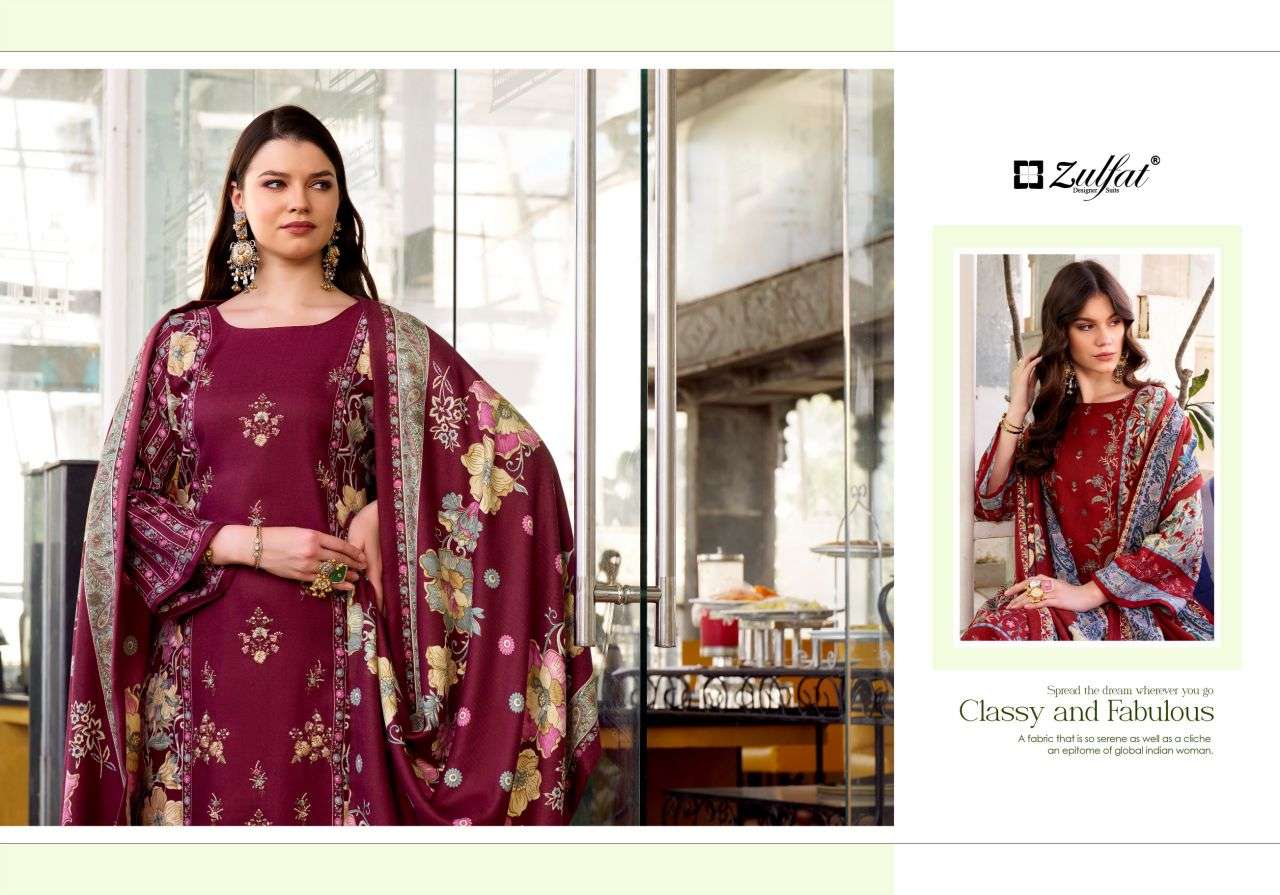 humaira by zulfat designer suit colors heavy embroidered pashmina salwar kameez wholeslae price surat