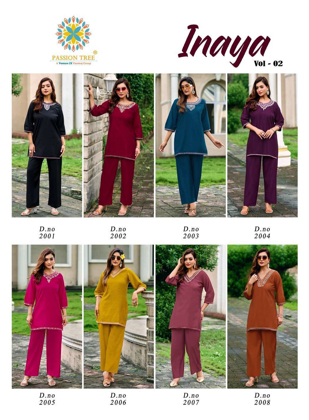 inaya vol-2 by passion tree 2001-2008 series vertican designer readymade cord set wholesale price surat