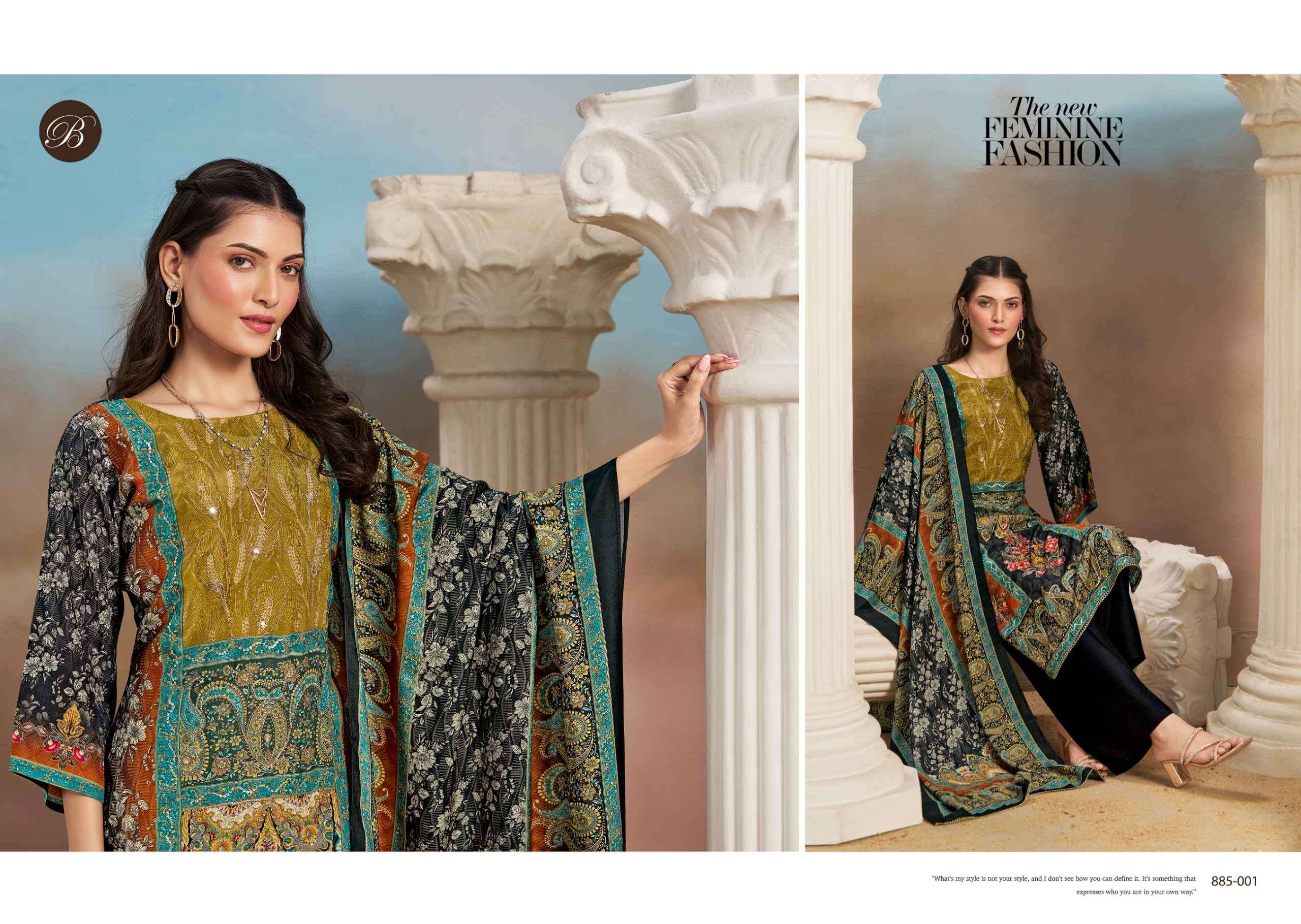 kanika vol-5 by belliza designer colors fancy handwork viscose muslin suit wholesale price surat