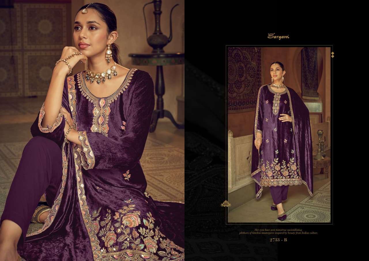 nigar by sargam 2733 colors fancy beads work fancy velvet salwar kameez wholesale price surat