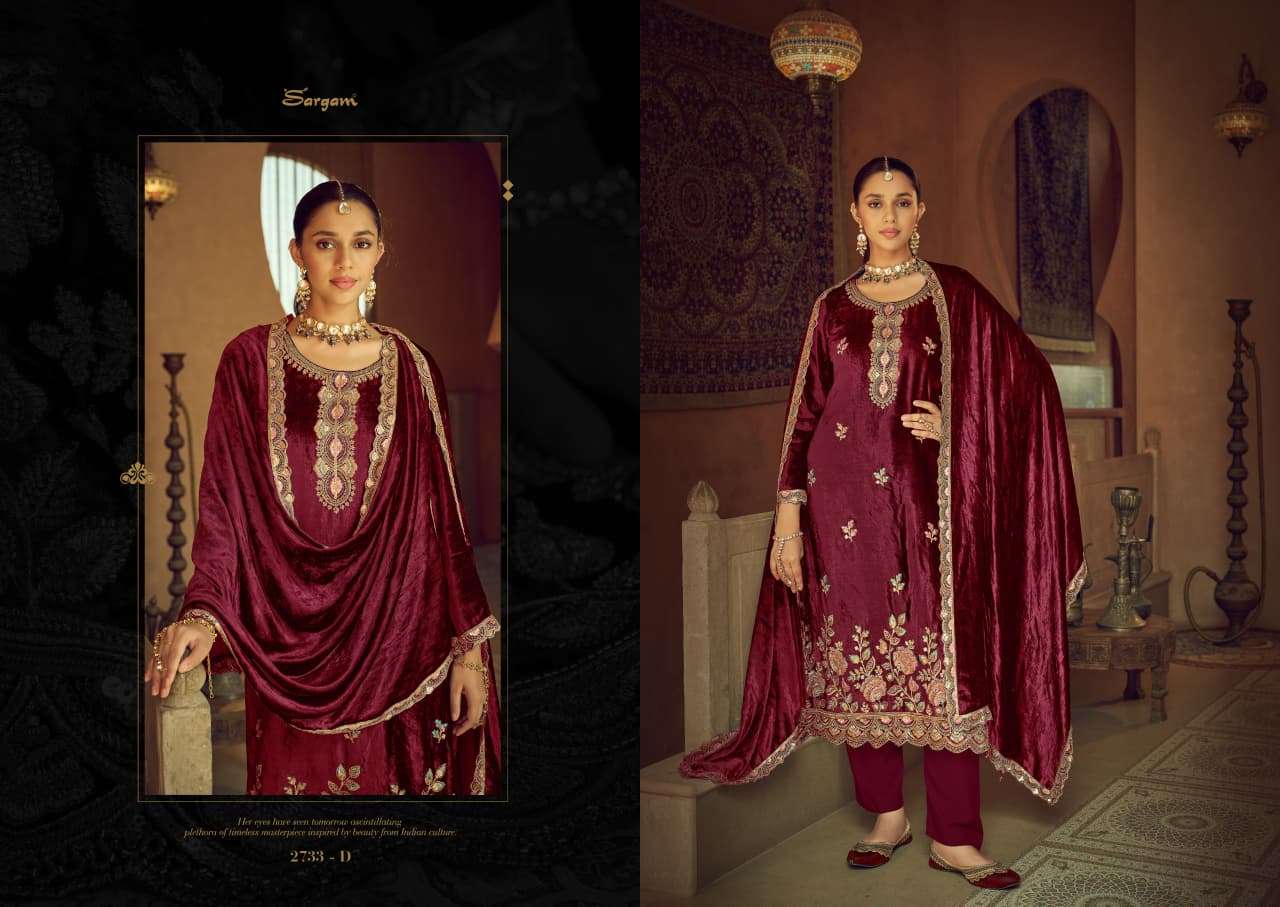 nigar by sargam 2733 colors fancy beads work fancy velvet salwar kameez wholesale price surat
