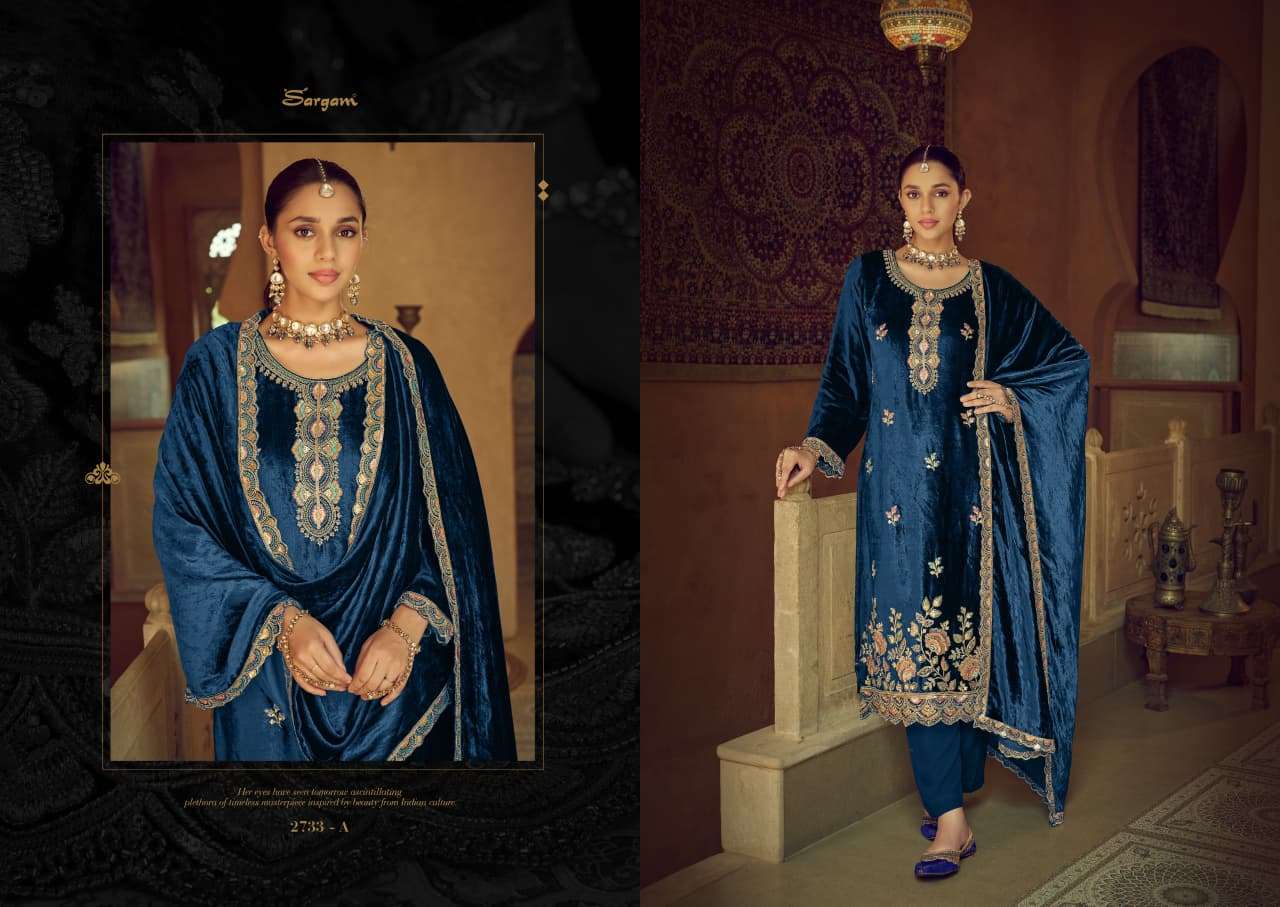 nigar by sargam 2733 colors fancy beads work fancy velvet salwar kameez wholesale price surat