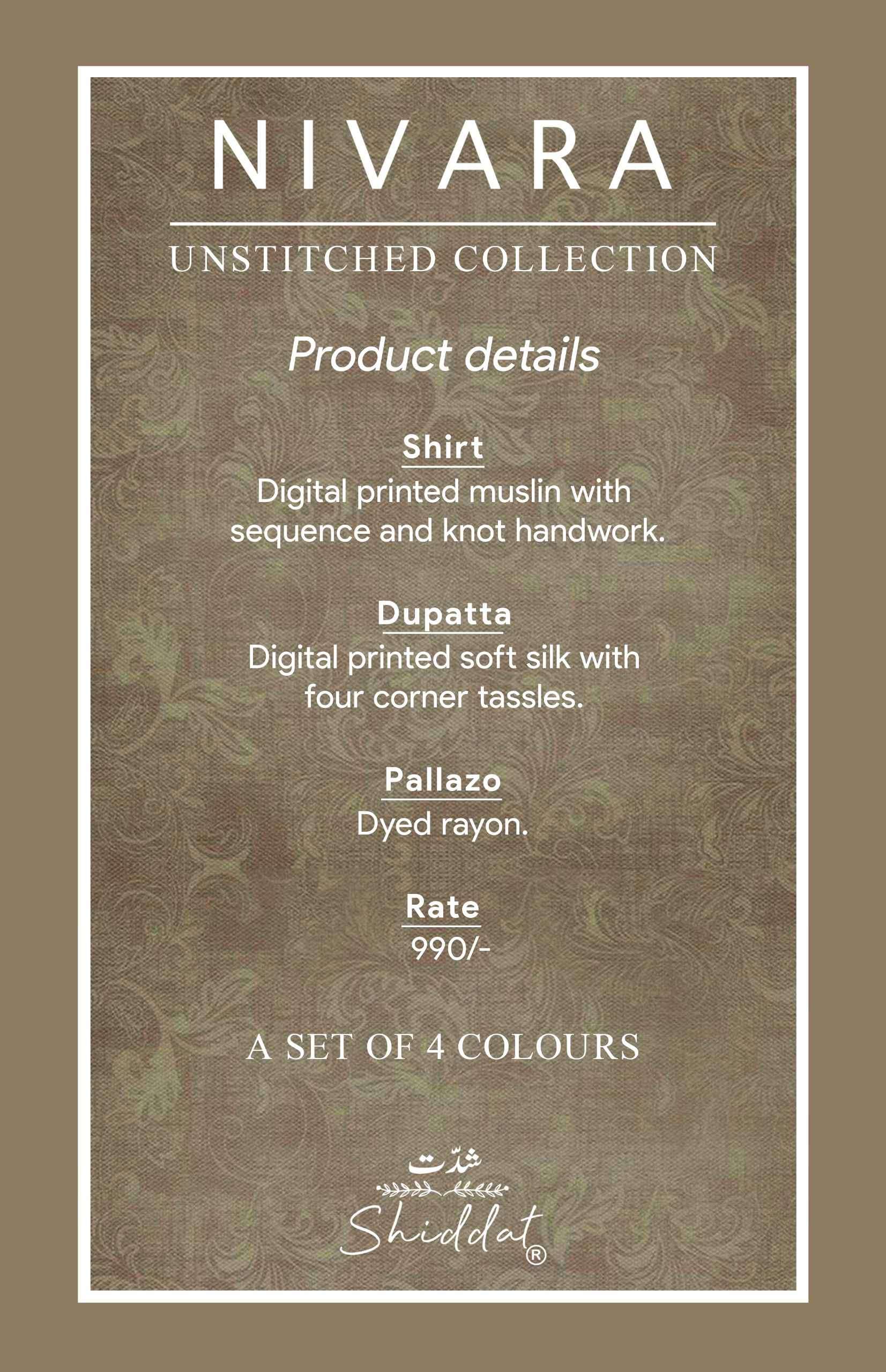 nivara 1001 by shiddat colors muslin with digital printed suit wholesale price surat