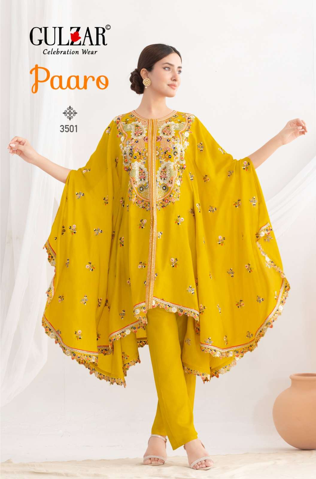 paaro by gulzar colors chinon with heavy embroidered readymade kaftan wholesale price surat