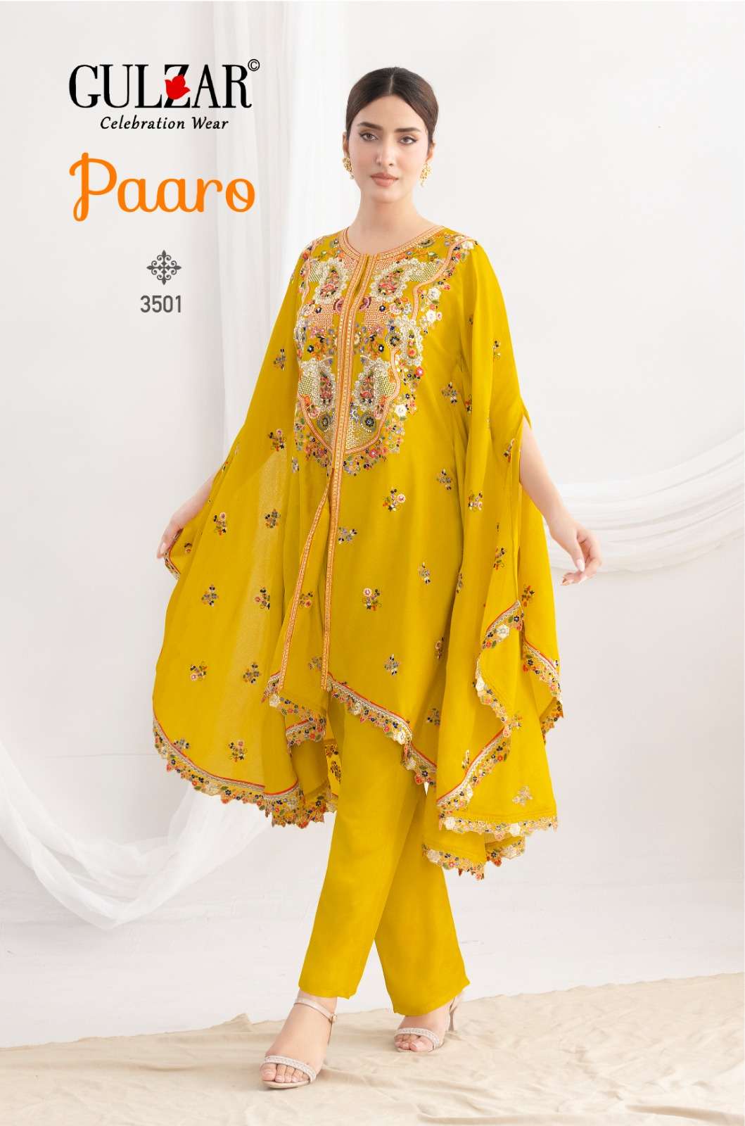 paaro by gulzar colors chinon with heavy embroidered readymade kaftan wholesale price surat