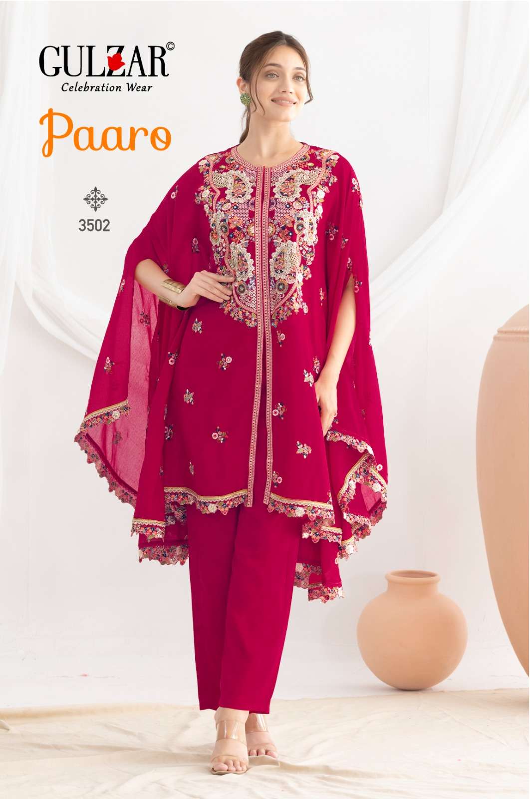 paaro by gulzar colors chinon with heavy embroidered readymade kaftan wholesale price surat
