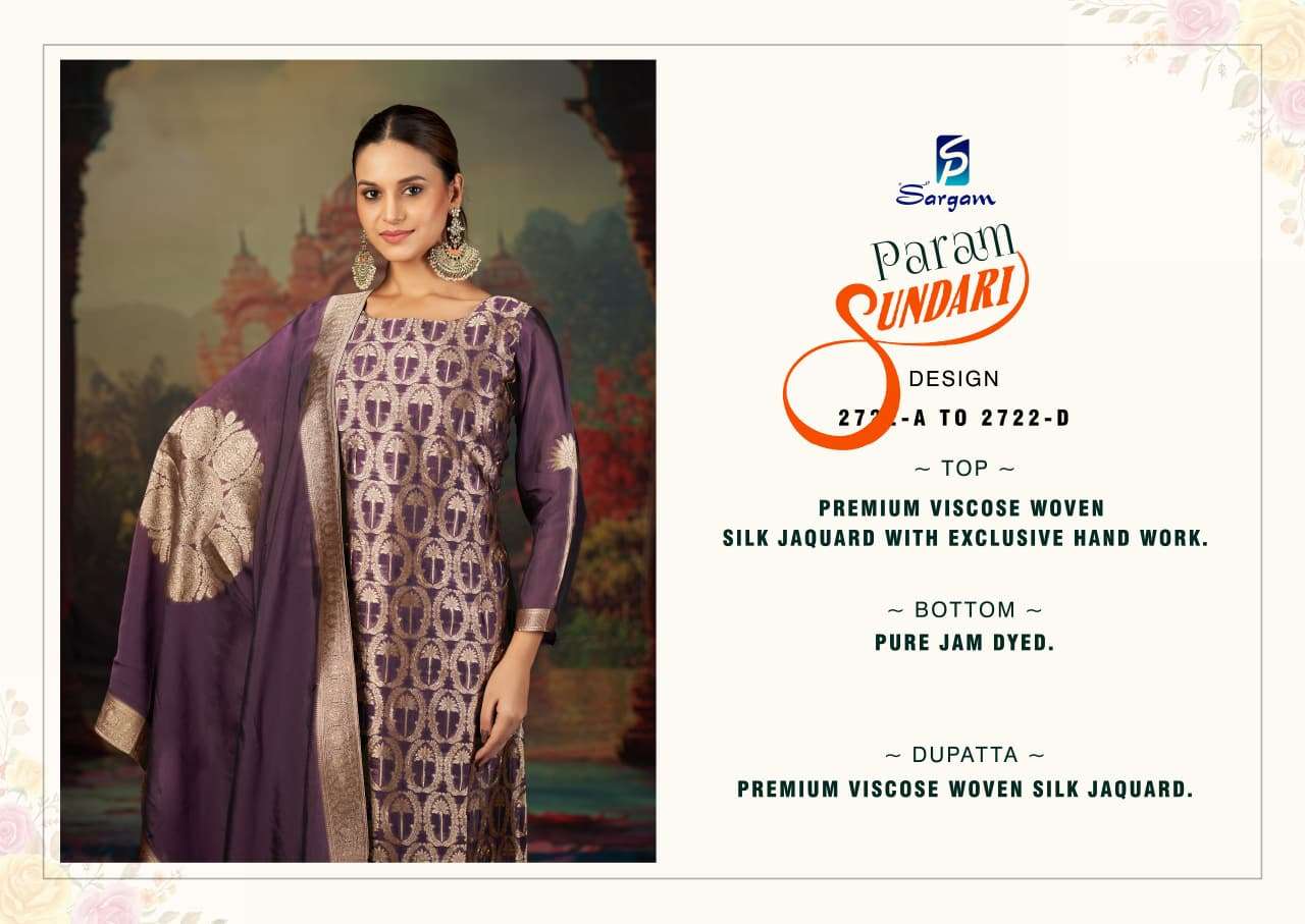 param sunari by sargam prints 2722 colors banglory silk jacquard salwar kameez wholesale price surat