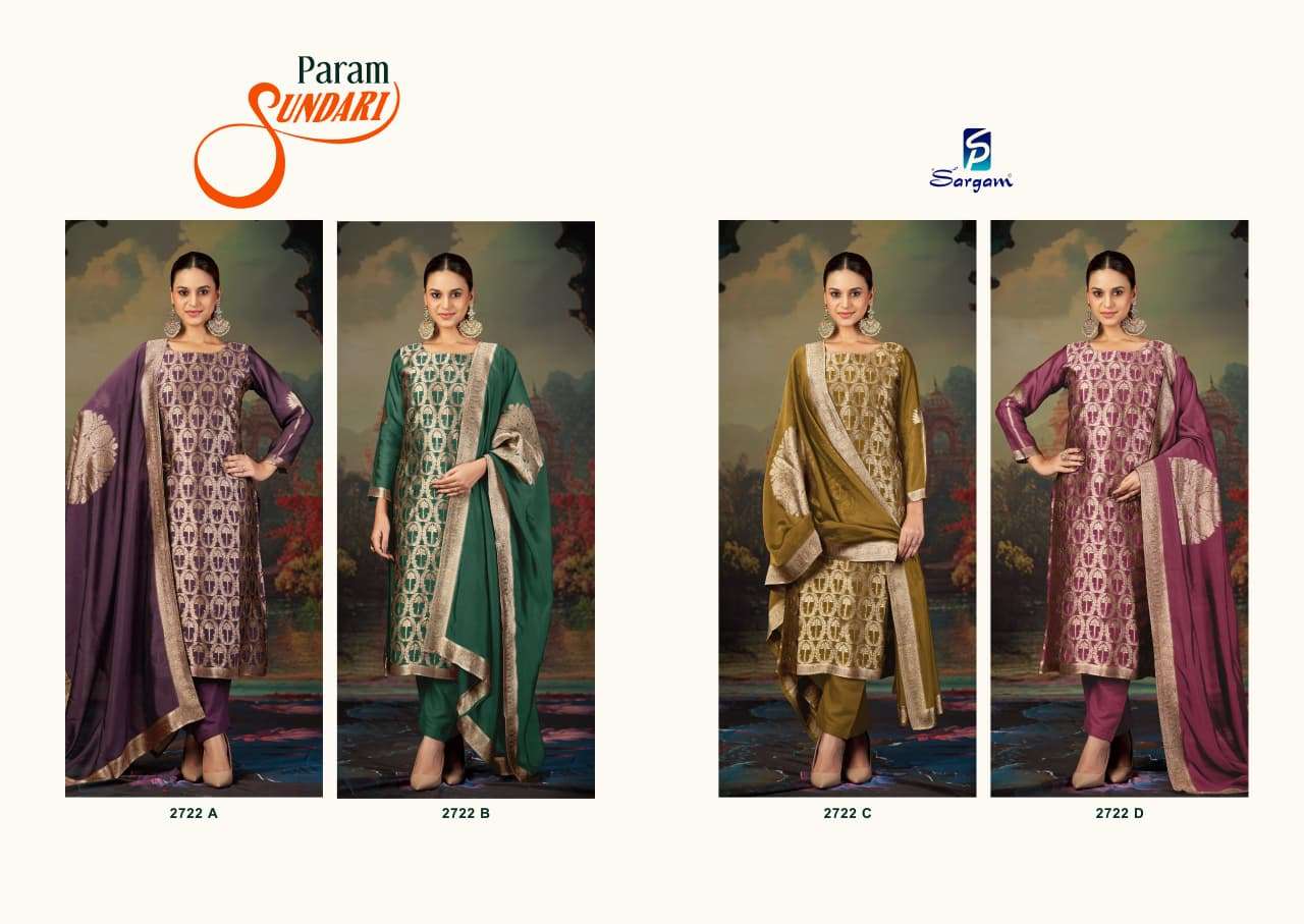 param sunari by sargam prints 2722 colors banglory silk jacquard salwar kameez wholesale price surat