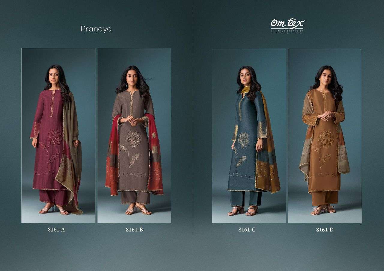 pranaya by omtex 8161 colors handwork with embroidered olivia silk salwar kameez wholesale price surat