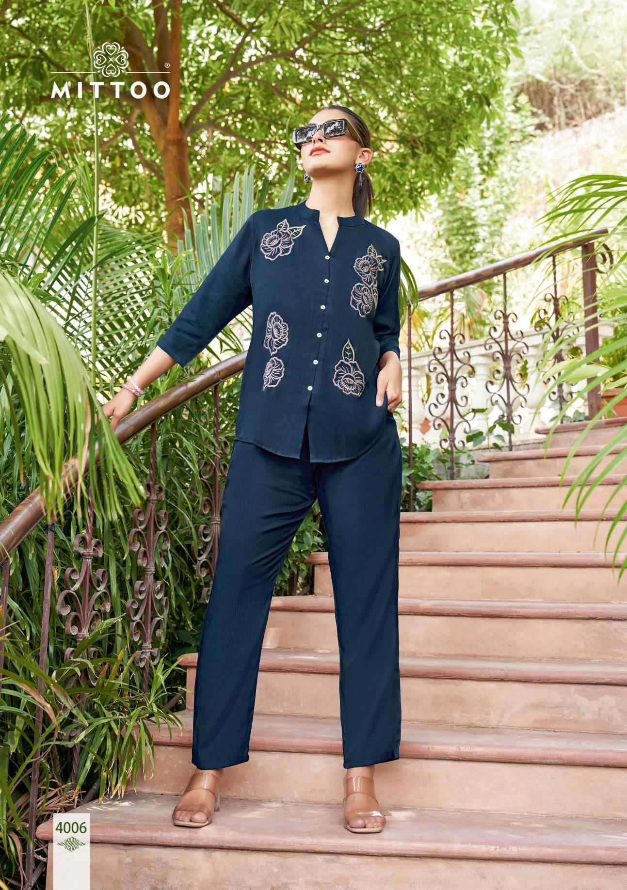 pranjal by mittoo 4001-4006 series viscose weaving readymade cord set wholesale price surat