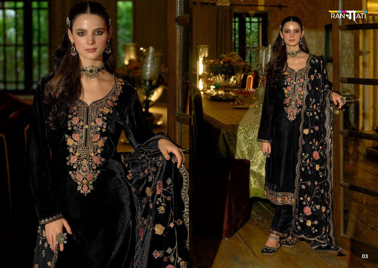 rangrez by rangati colors exclusive designer winter wear velvet salwar kameez wholesale price surat