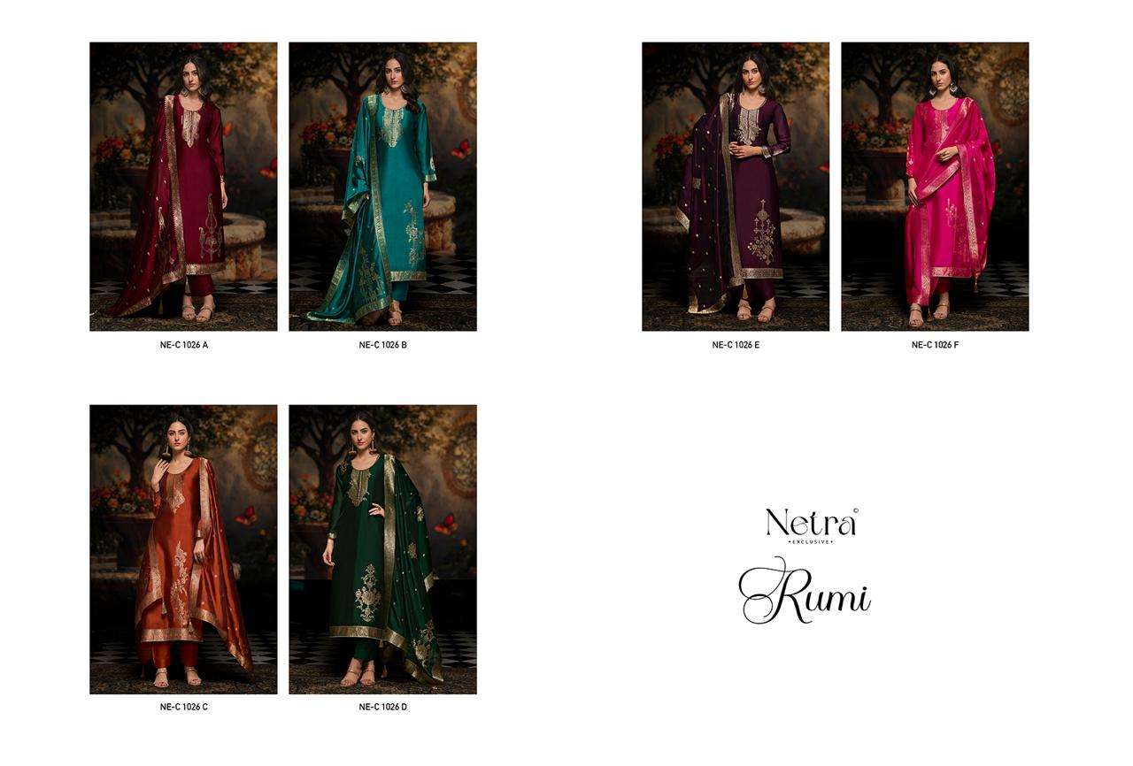 rumi by netra 1026 colors silk jacquard designer salwar suit wholesale price surat