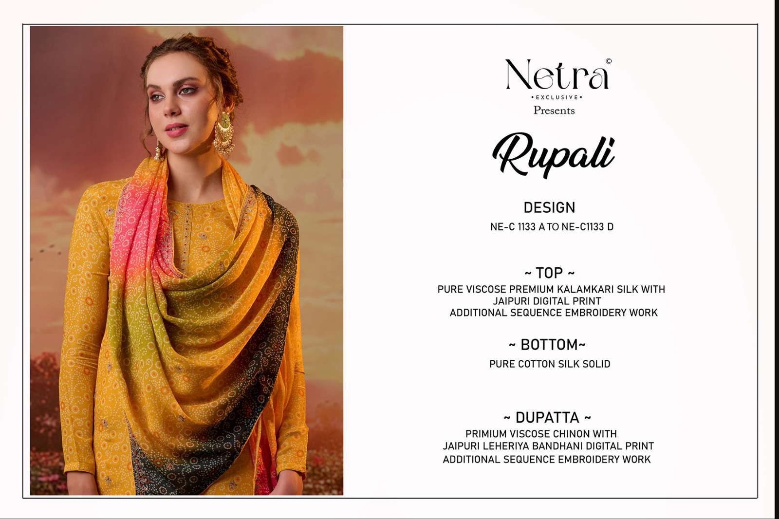 rupali by netra 1133 colors digital printed viscose silk designer suit wholesale price surat